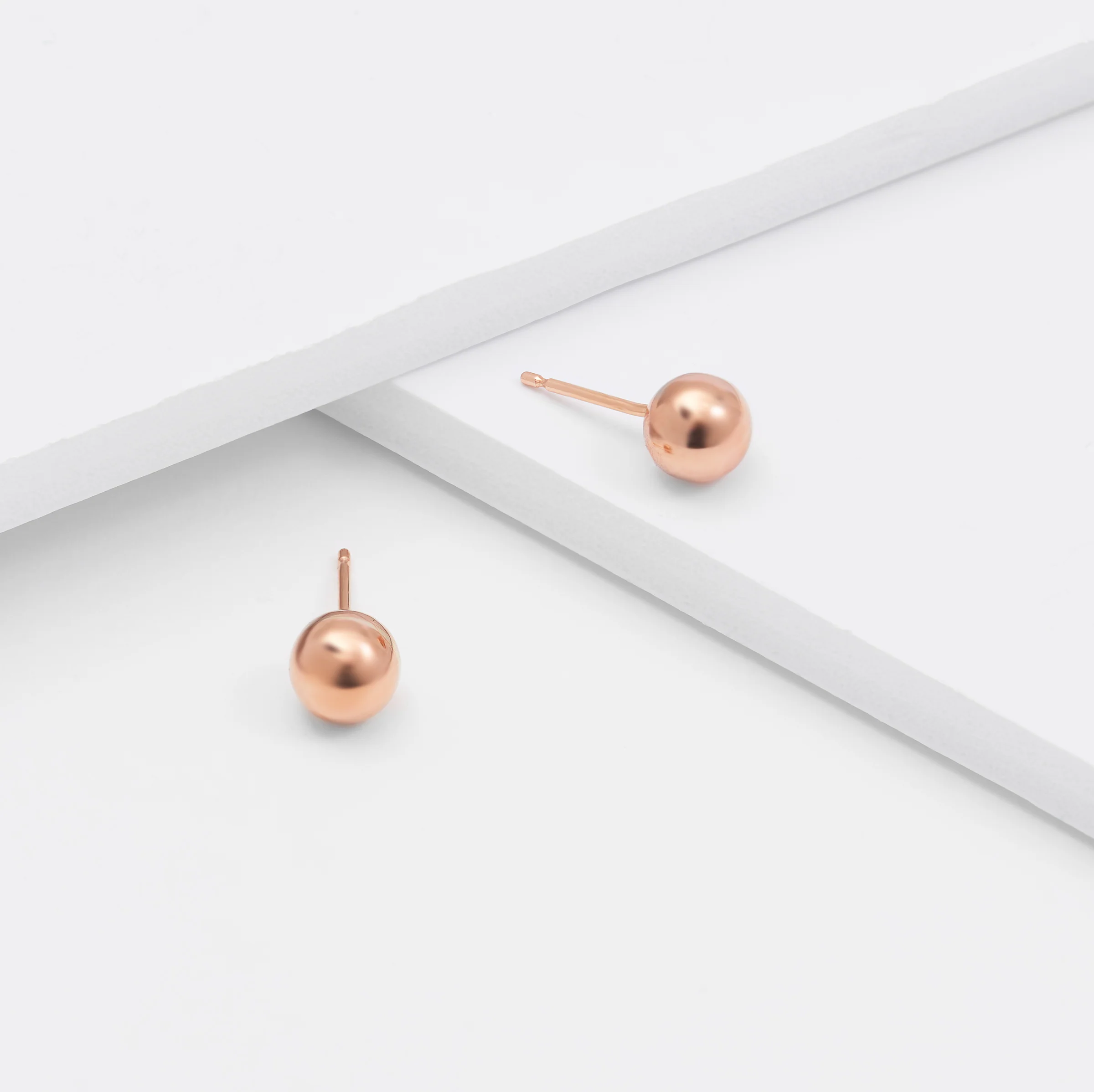 9K Rose Gold Ball Stud Earrings 6mm - Image 2
