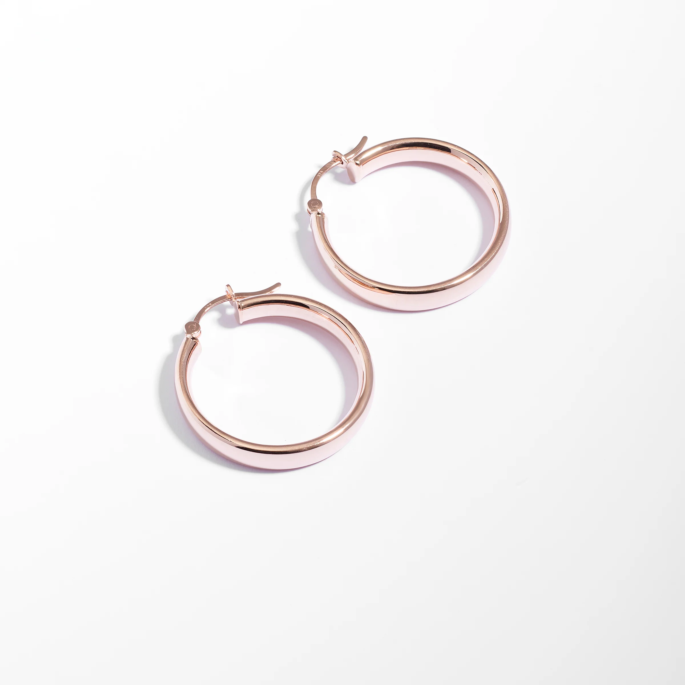 9K Rose Gold Half Round Hoop Earrings 20mm - Image 3