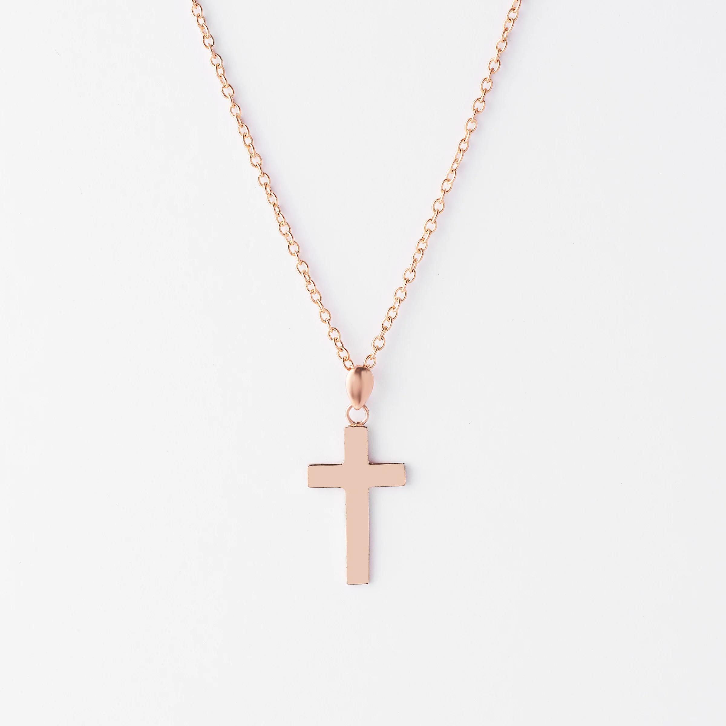 9K Rose Gold Solid Squared Cross Pendant 20x12mm - Image 3