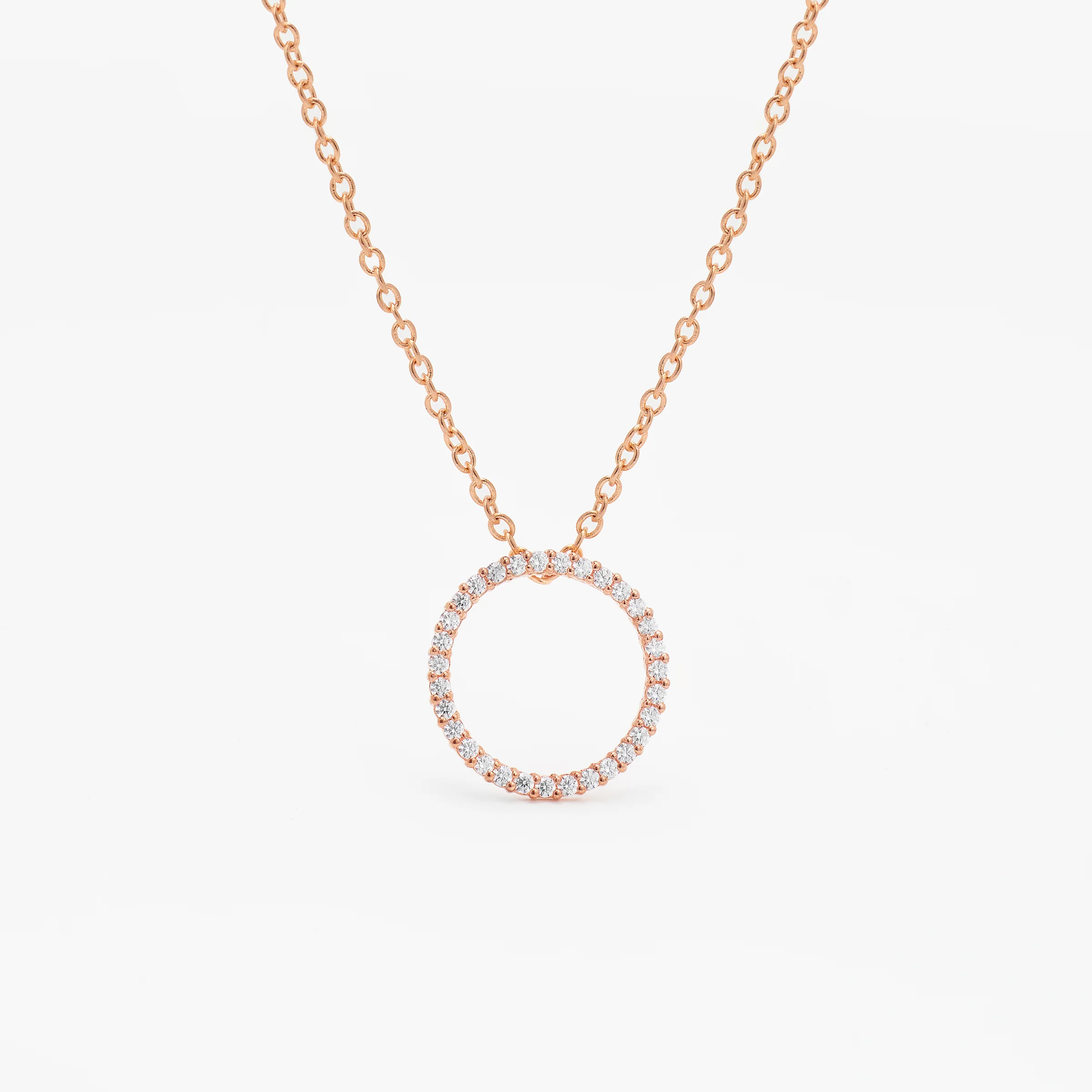 9K Rose Gold Zirconia Open Circle Slider Pendant - Image 2