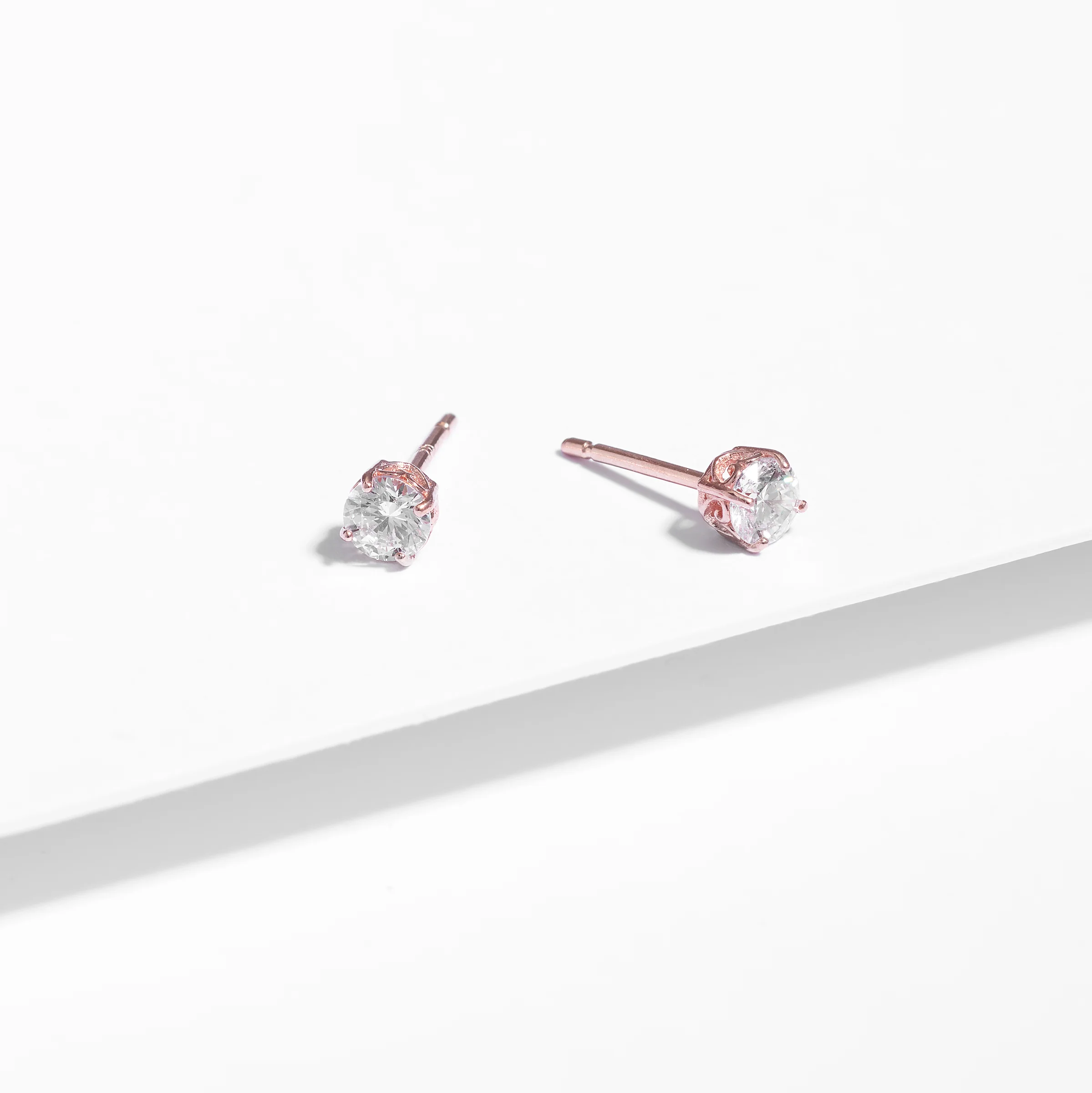 9K Rose Gold Zirconia Stud Earrings 3.5mm - Image 3