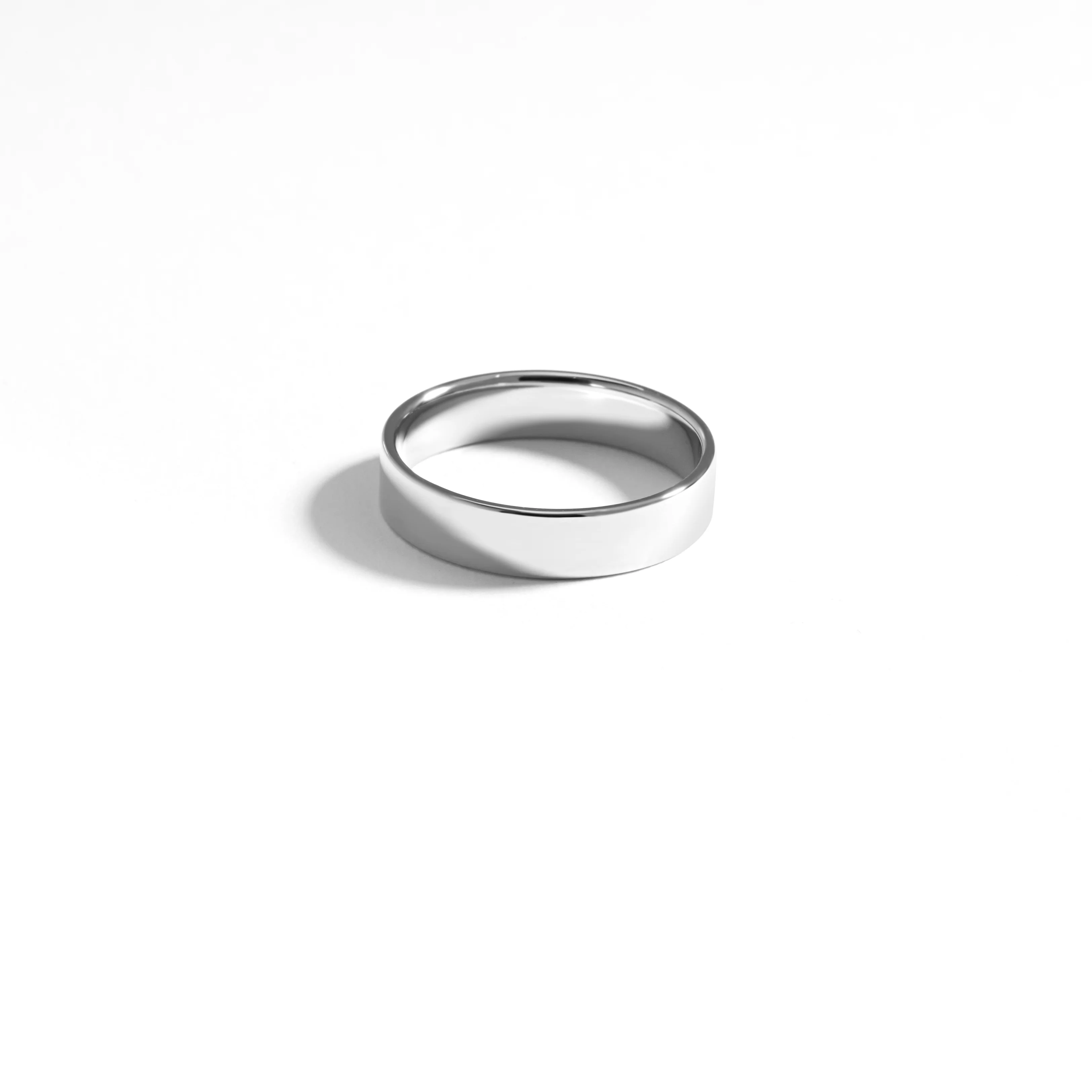 9K White Gold 4mm Flat Round Wedding Band Ring - Image 2