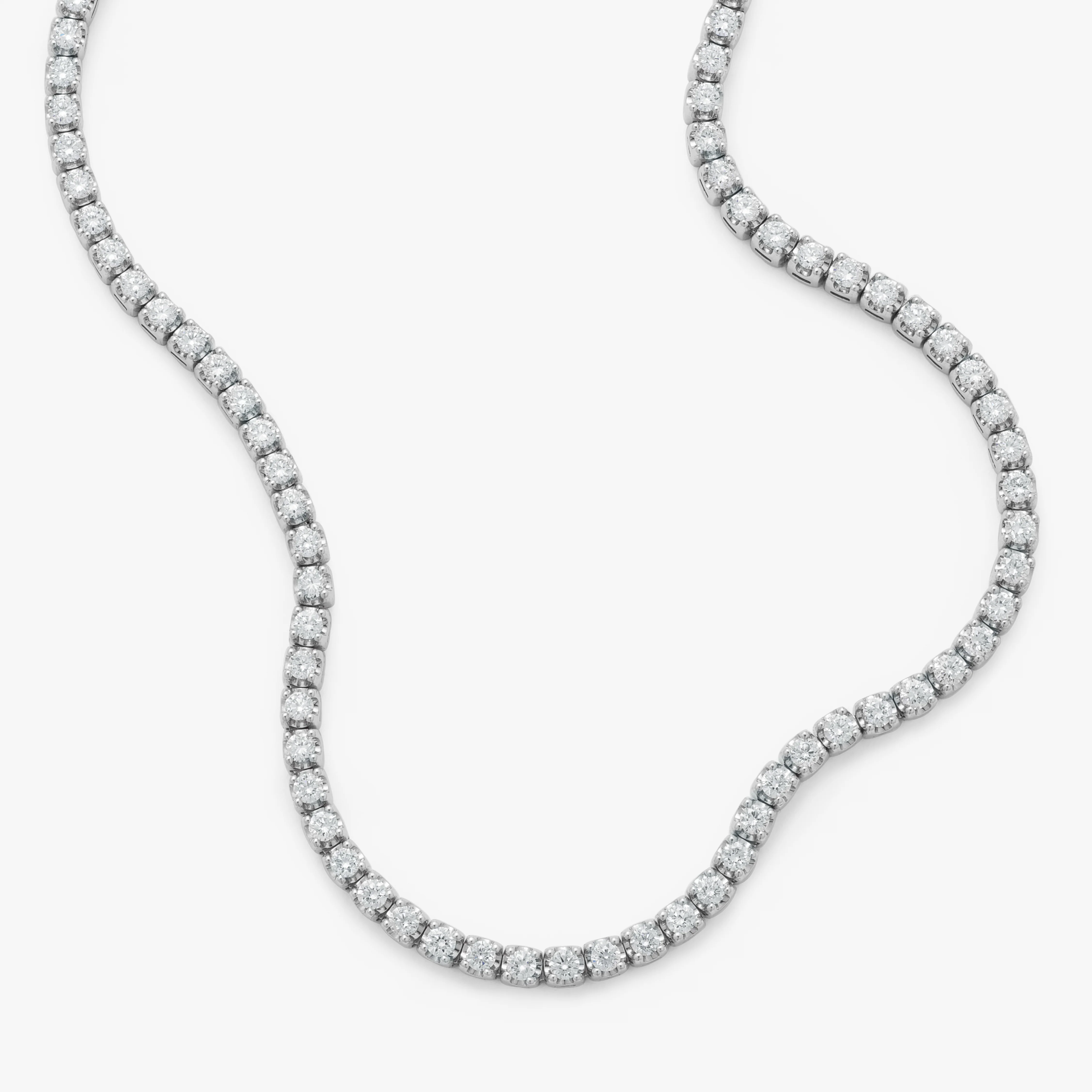 9K White Gold 5.0tdw Lab Diamond Tennis Necklace 42cm - Image 3