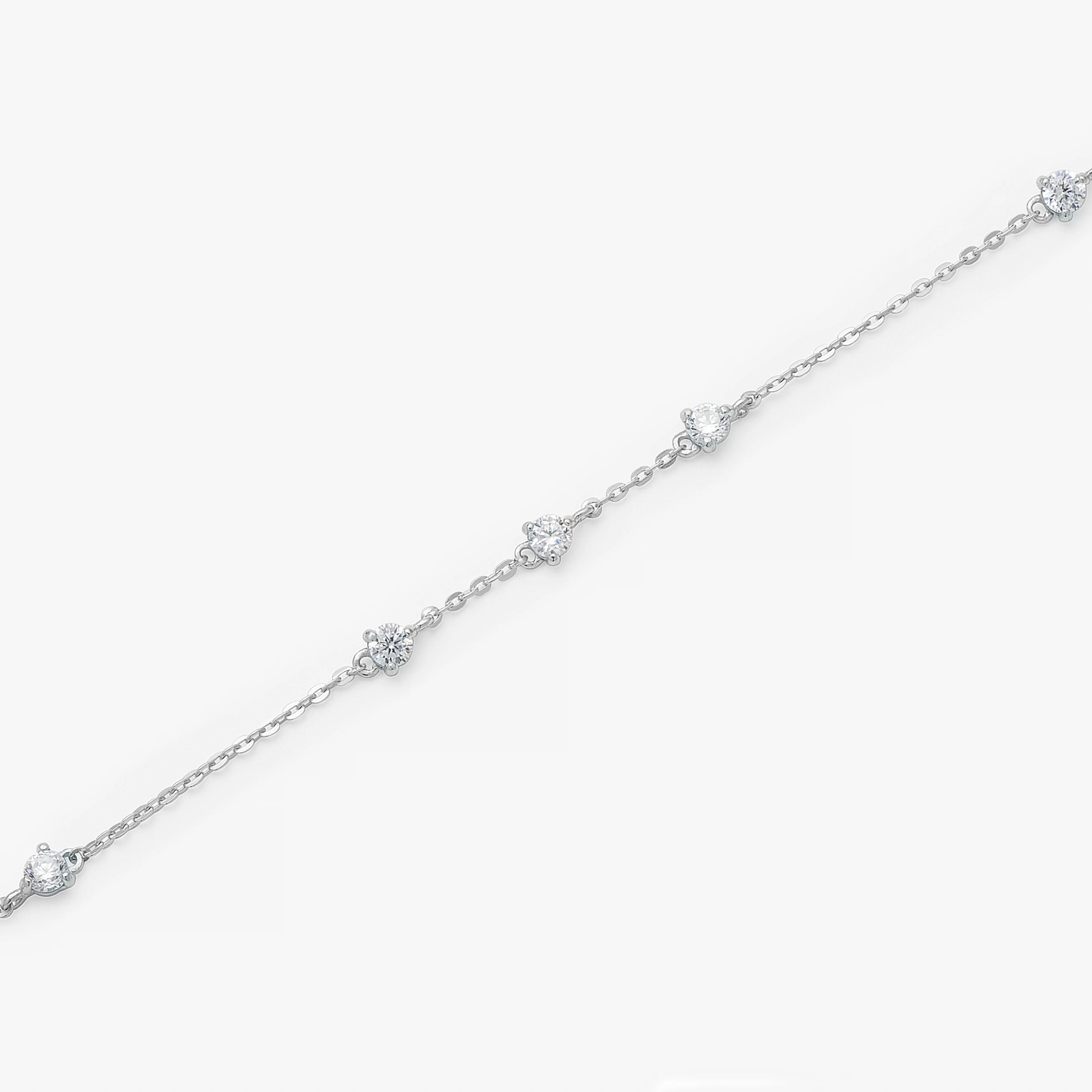 9K White Gold Dainty Zirconia Bracelet 19cm - Image 3
