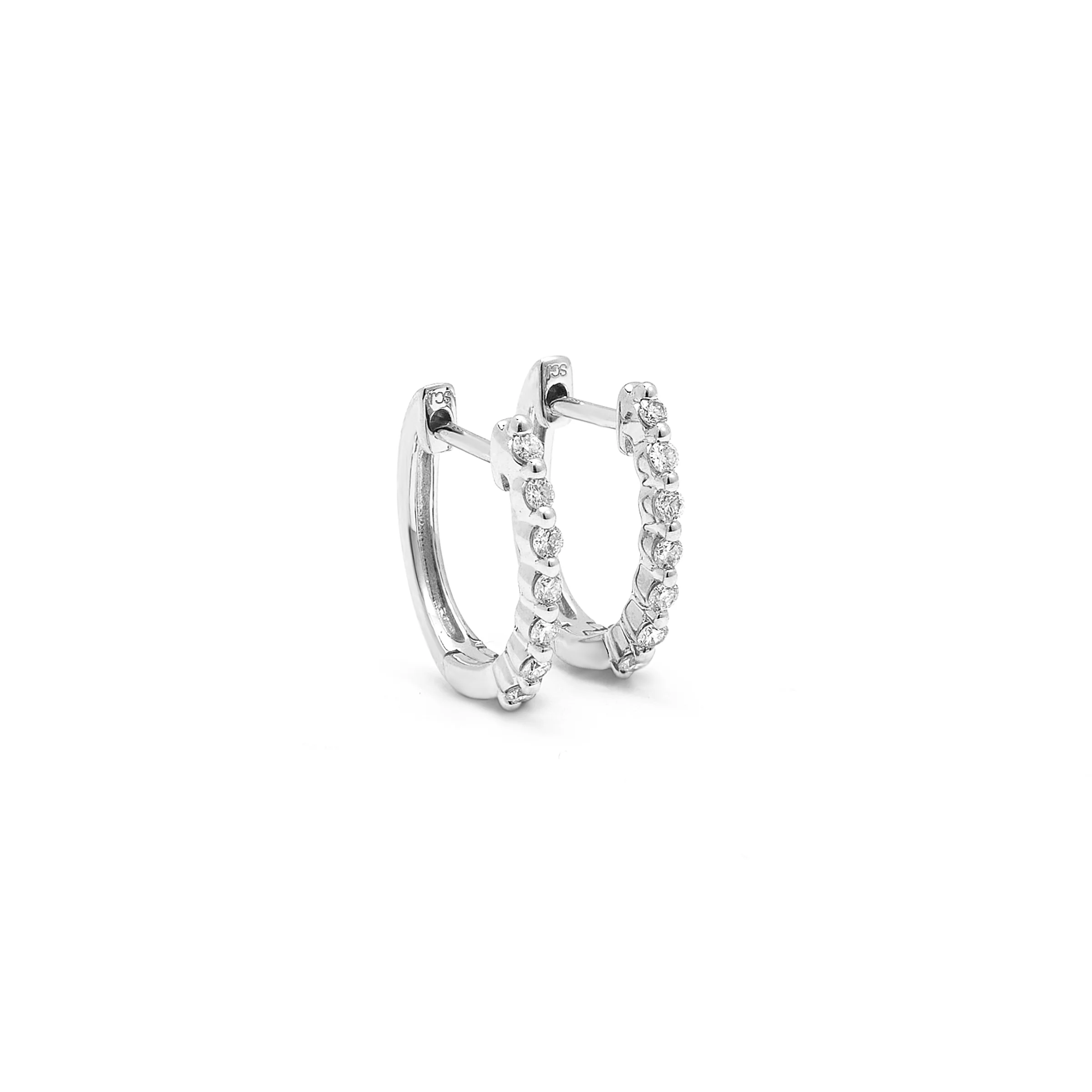 9K White Gold Round Brilliant Floating Lab Diamond Huggie Earrings 0.15tdw - Image 2