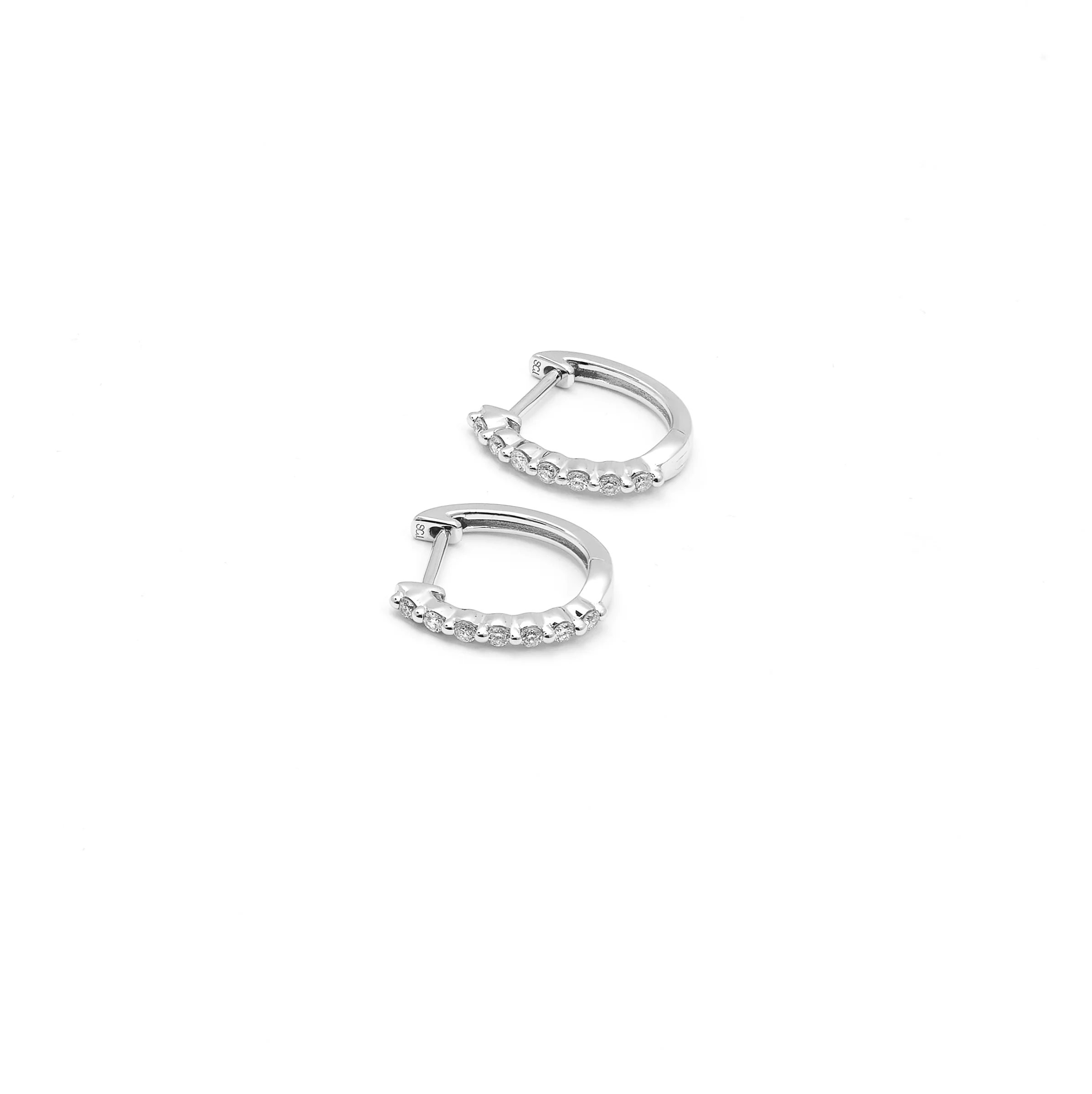 9K White Gold Round Brilliant Floating Lab Diamond Huggie Earrings 0.15tdw - Image 3