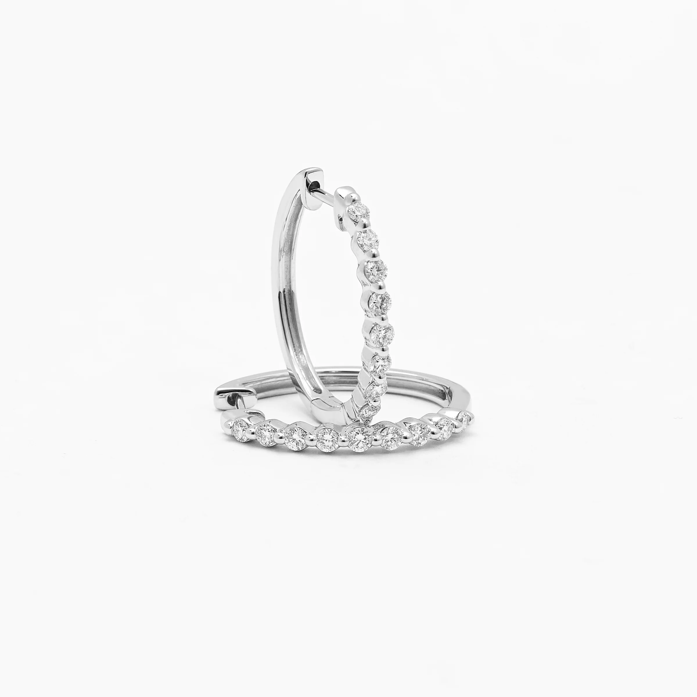 9K White Gold Round Brilliant Floating Lab Diamond Oval Huggie Earrings 0.5tdw - Image 3