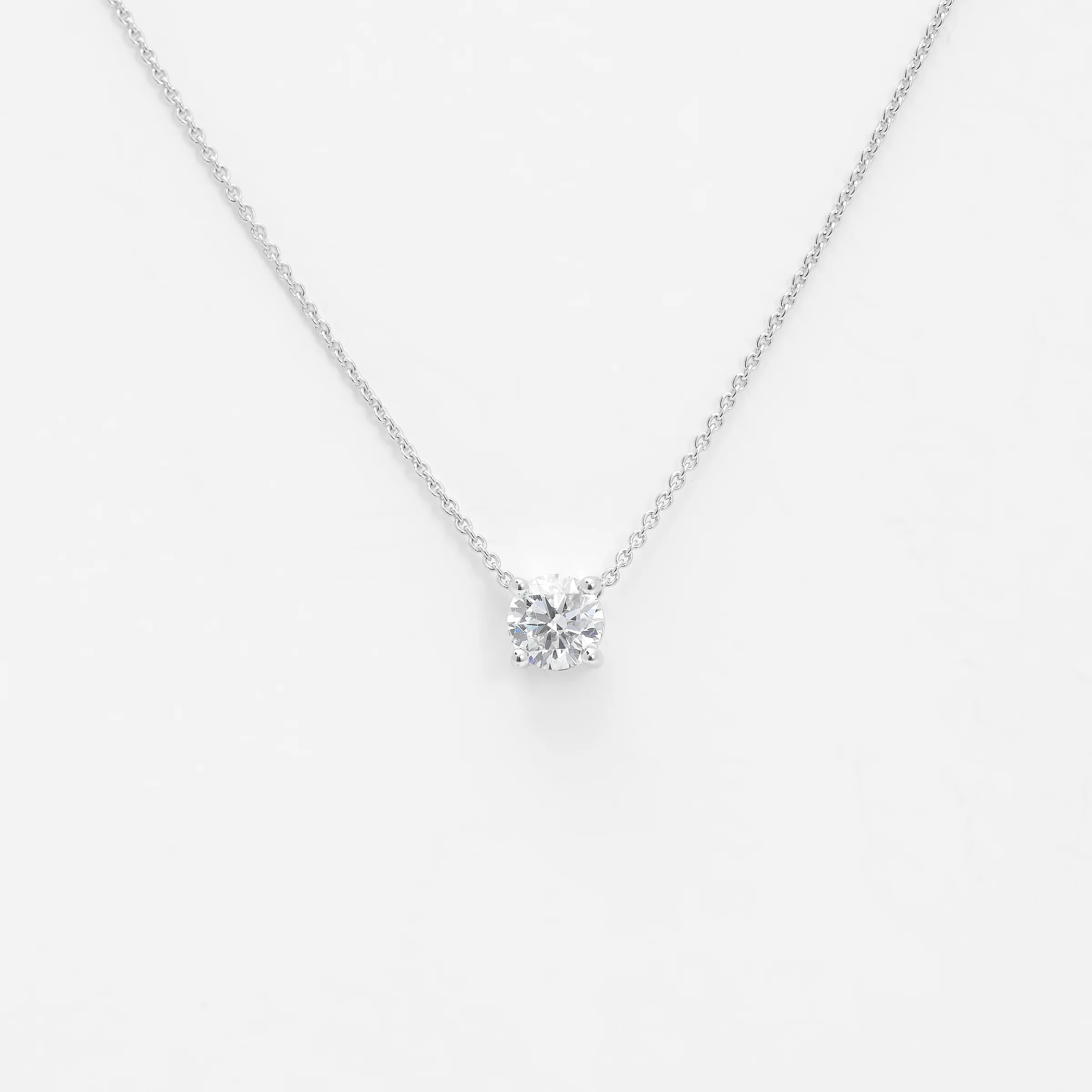 9K White Gold Round Brilliant Lab Diamond Solitaire Slider Pendant 0.50ct - Image 3