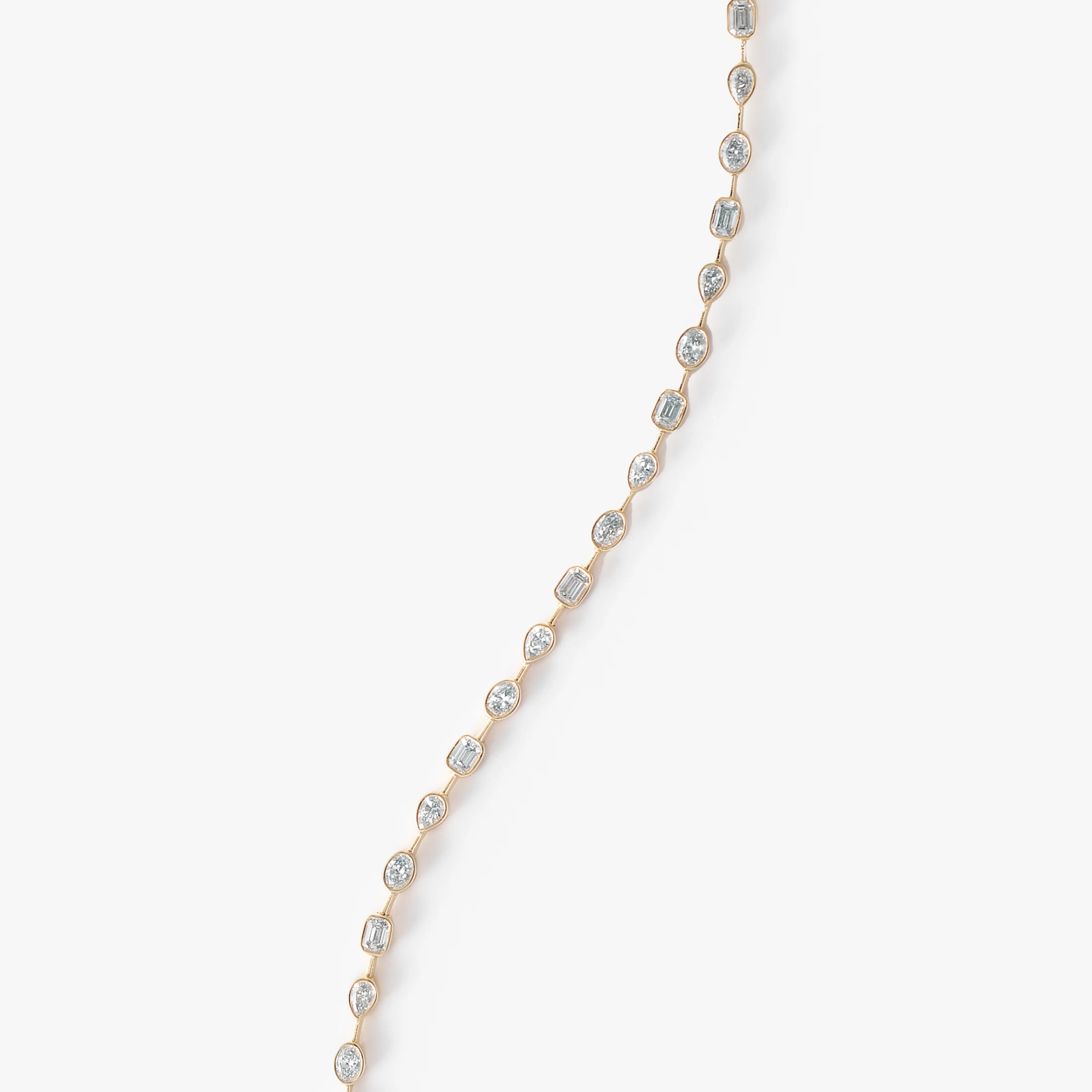 9K Yellow Gold 2.0tdw Emerald, Pear And Oval Bezel Lab Diamond Tennis Bracelet 18cm - Image 3