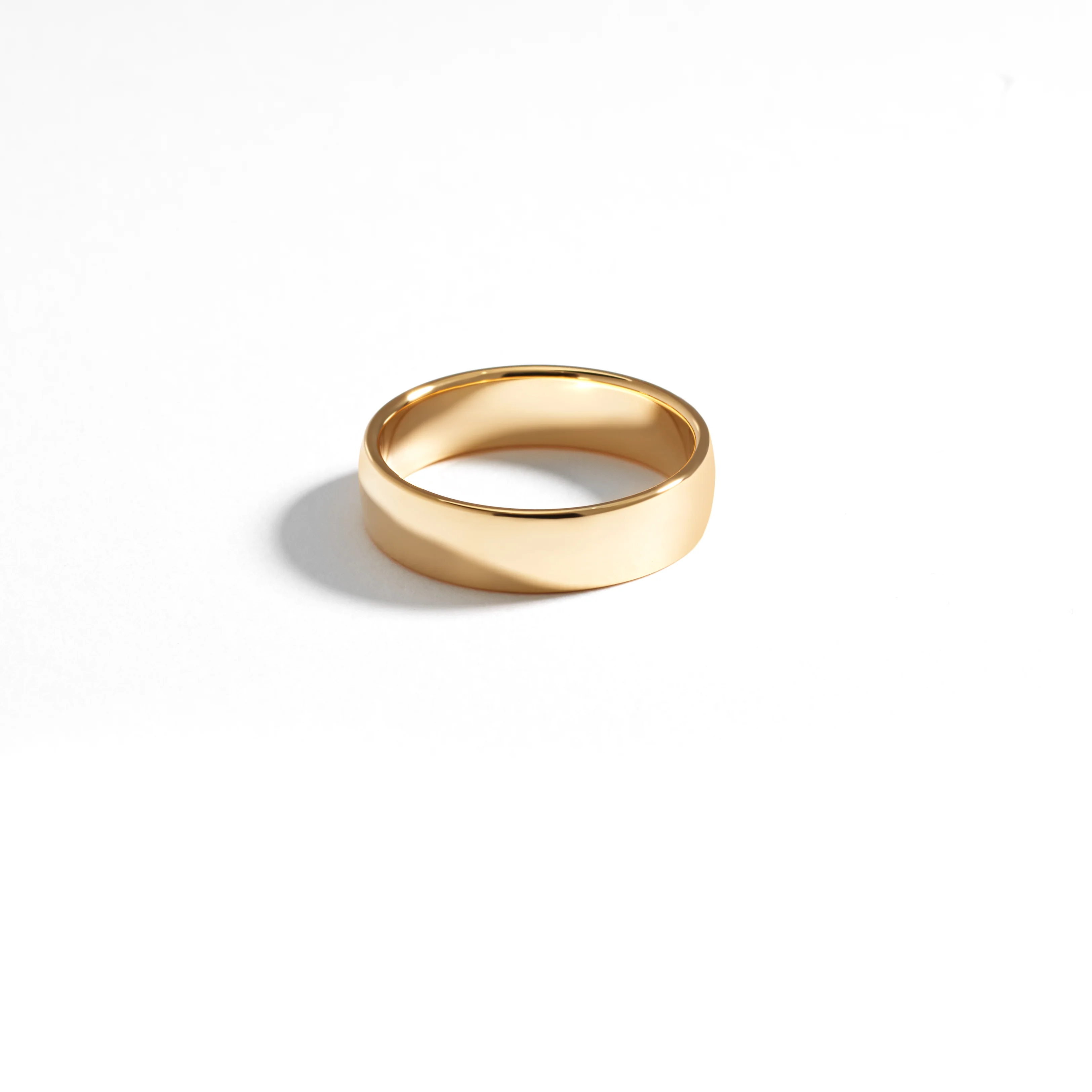 9K Yellow Gold 5mm Plain Contour Profile Wedding Band Ring - Image 2