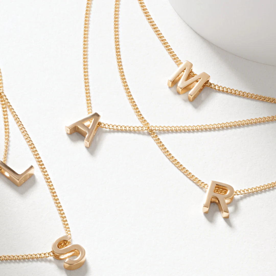 9K Yellow Gold 6mm Slider Initial A with Chain 45cm - Image 3