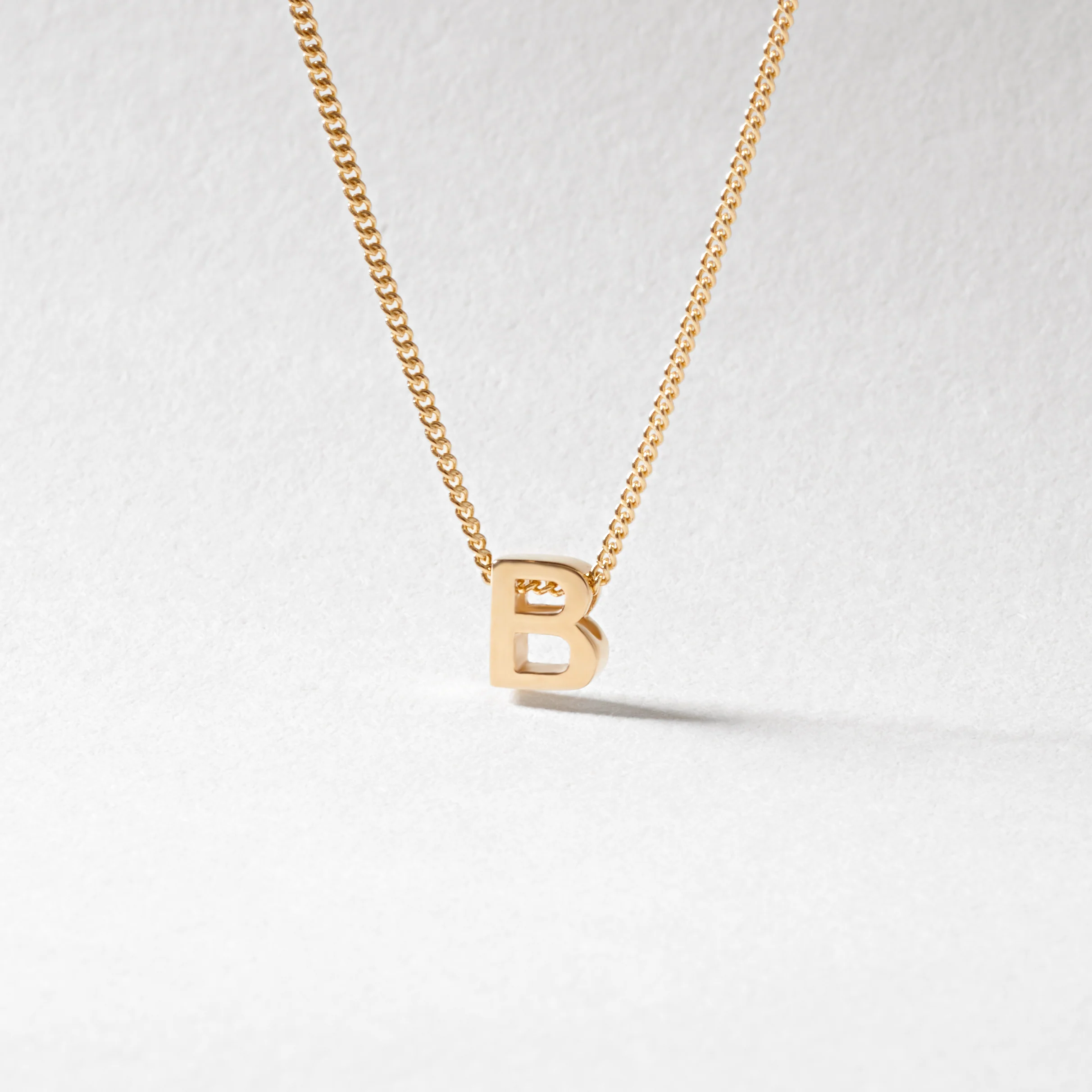 9K Yellow Gold 6mm Slider Initial B with Chain 45cm - Image 2