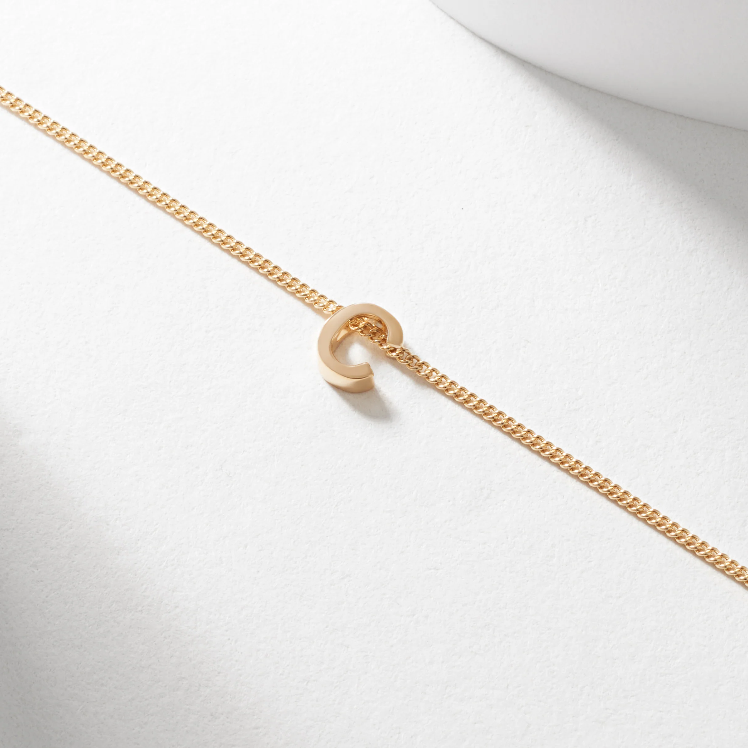 9K Yellow Gold 6mm Slider Initial C with Chain 45cm - Image 2