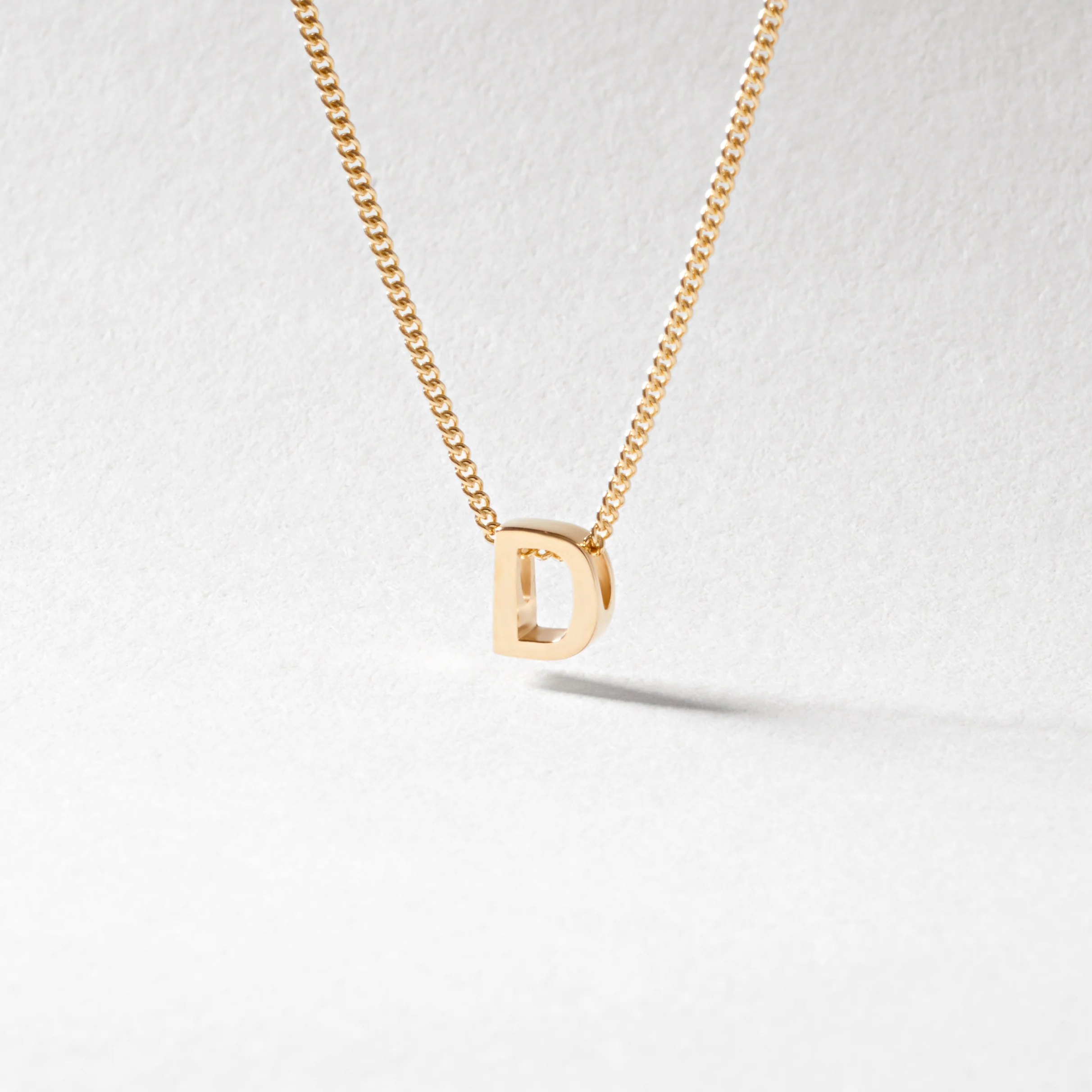 9K Yellow Gold 6mm Slider Initial D with Chain 45cm - Image 2