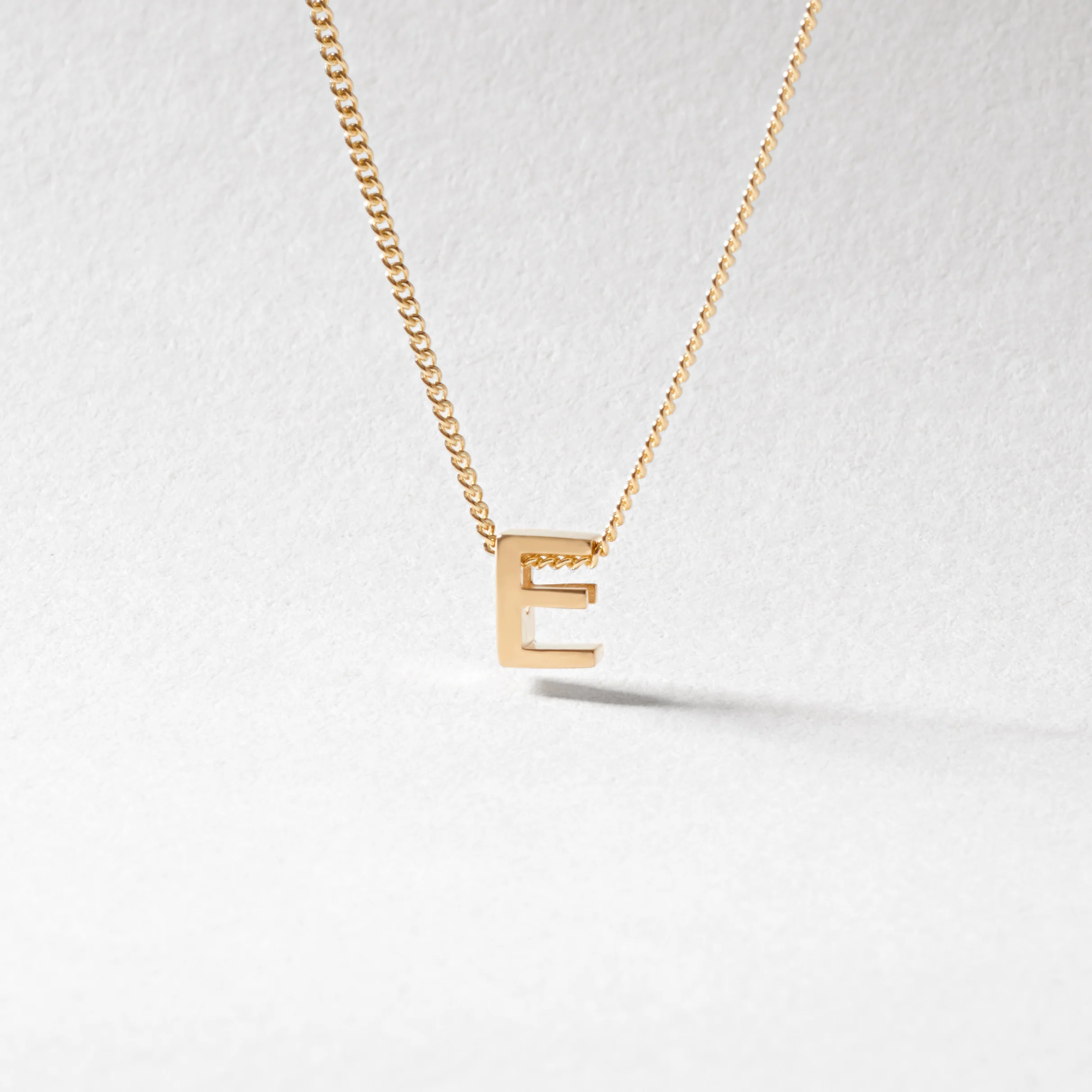 9K Yellow Gold 6mm Slider Initial E with Chain 45cm - Image 2