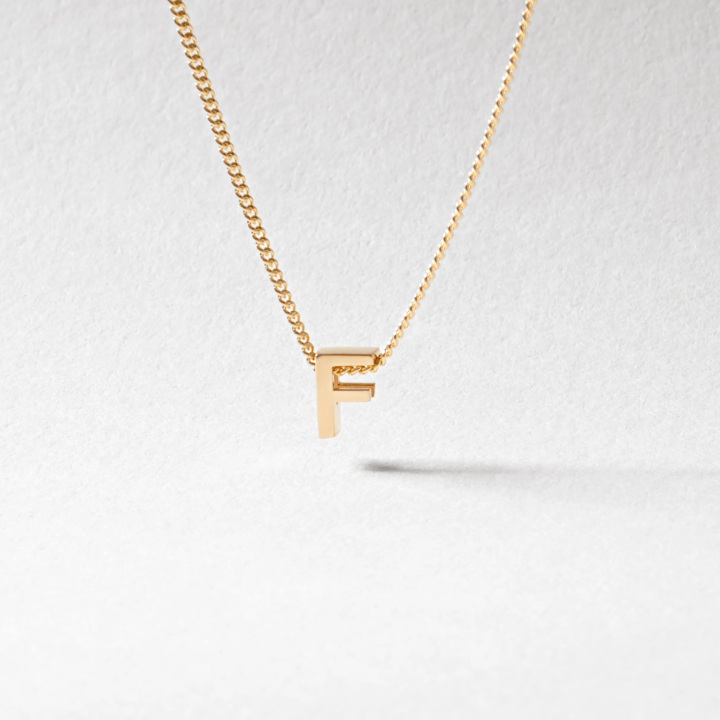 9K Yellow Gold 6mm Slider Initial F with Chain 45cm - Image 2