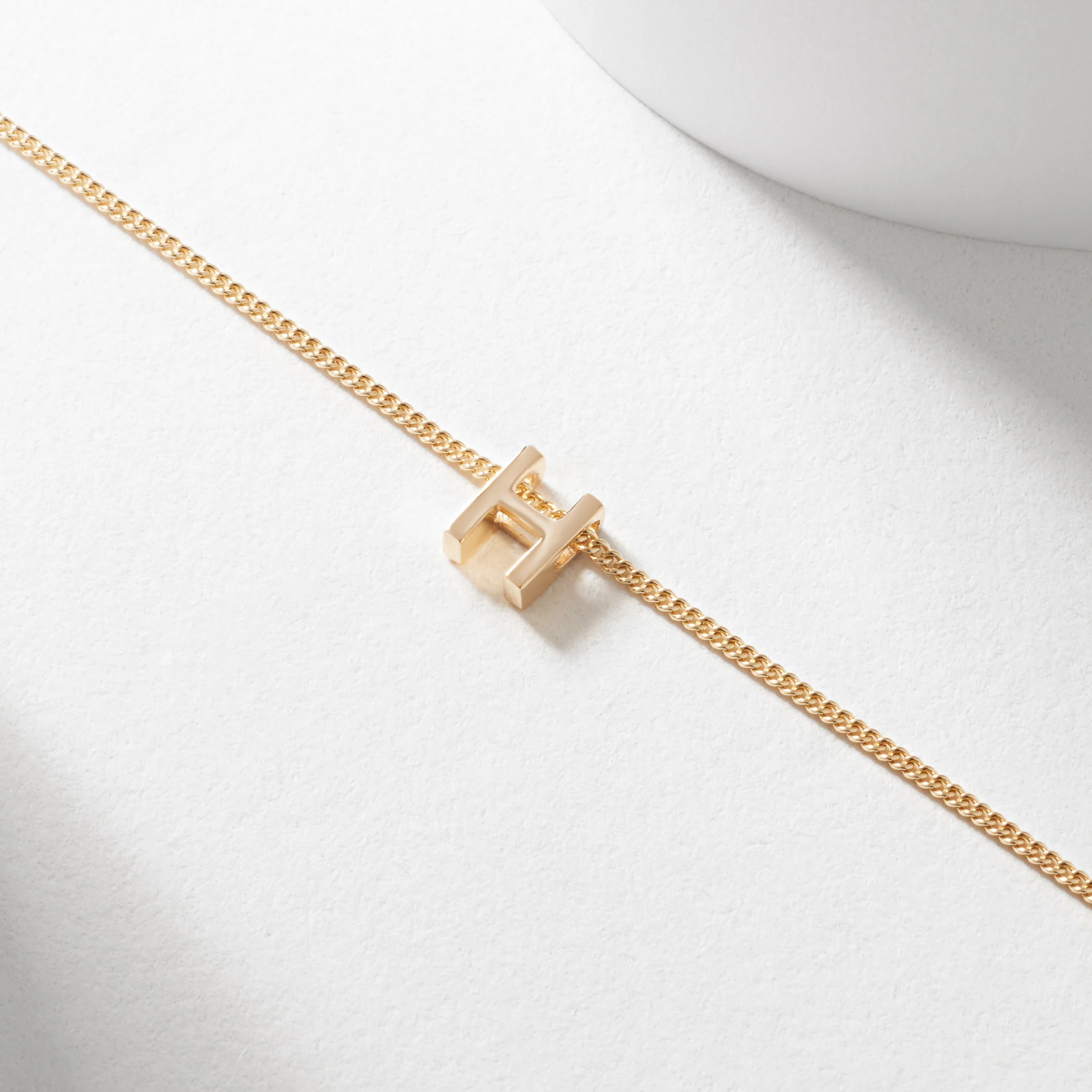 9K Yellow Gold 6mm Slider Initial H with Chain 45cm - Image 2