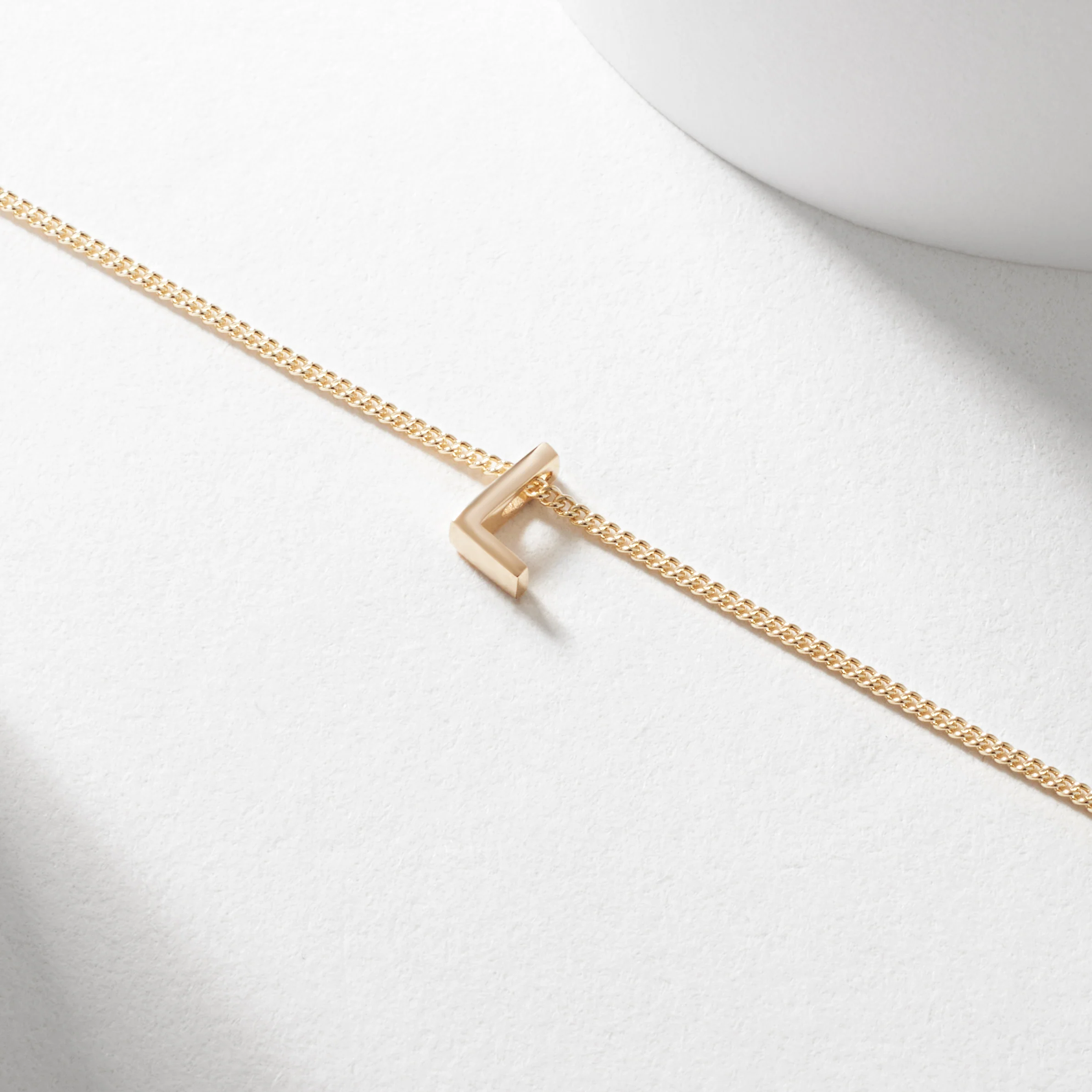 9K Yellow Gold 6mm Slider Initial L with Chain 45cm - Image 4