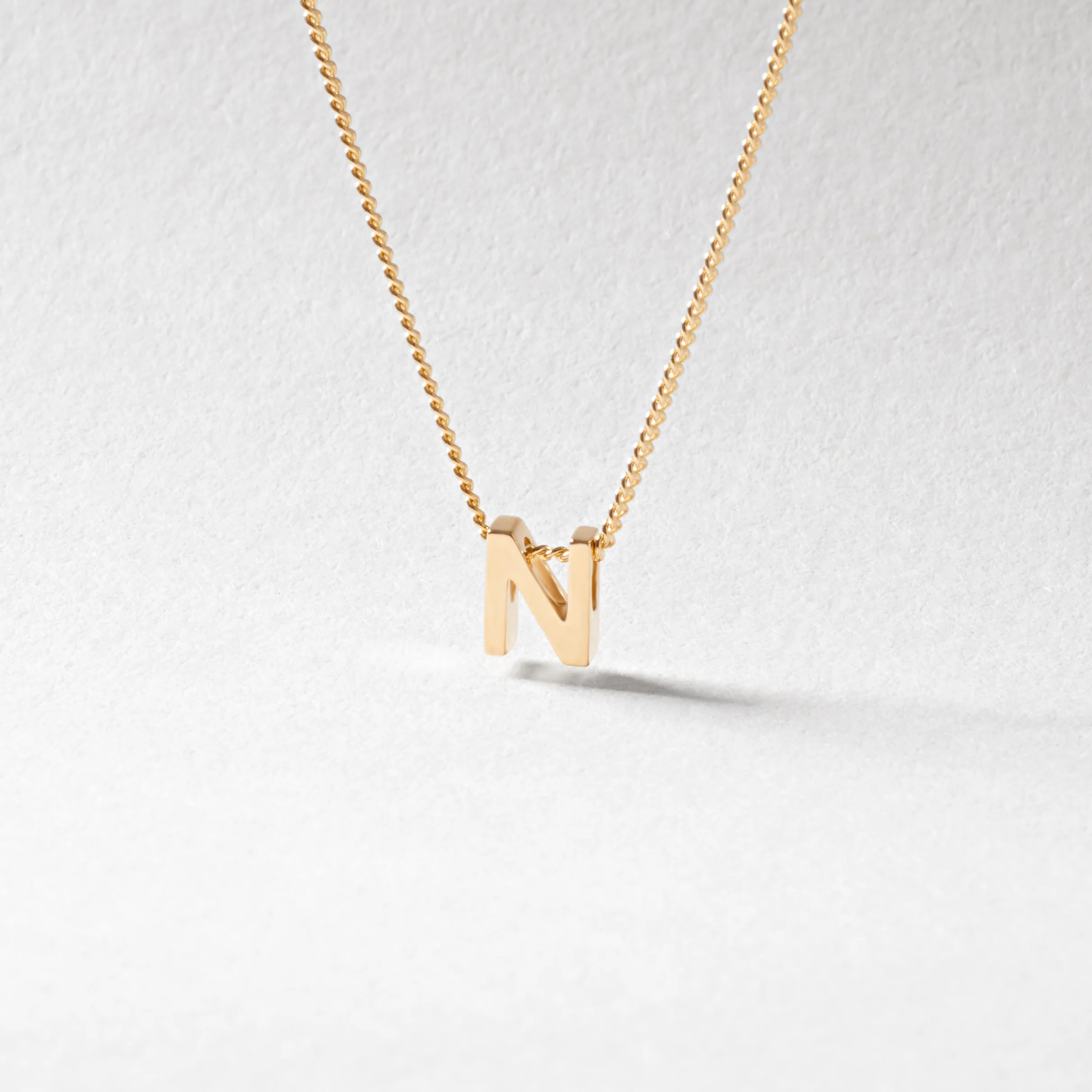 9K Yellow Gold 6mm Slider Initial N with Chain 45cm - Image 4