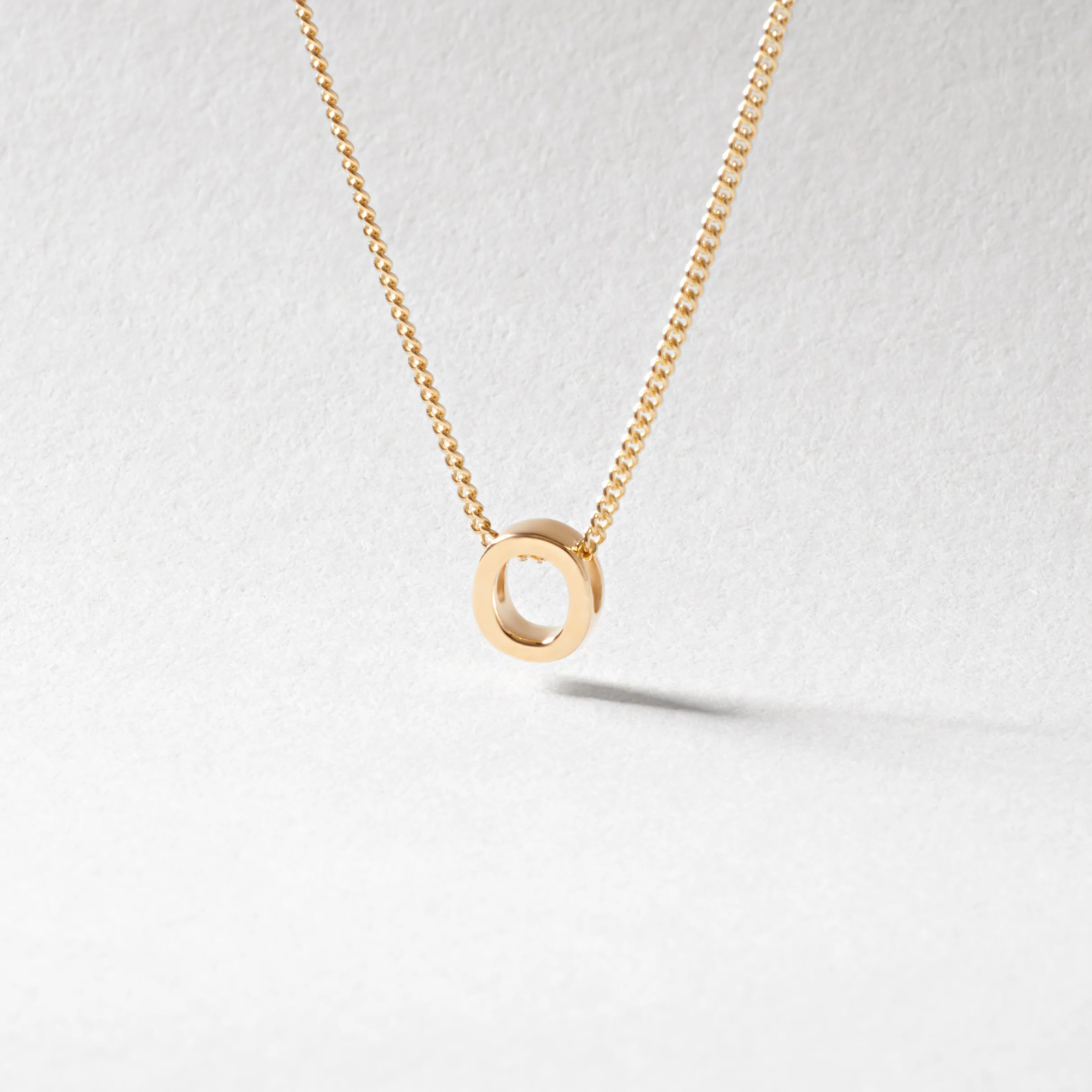 9K Yellow Gold 6mm Slider Initial O with Chain 45cm - Image 2