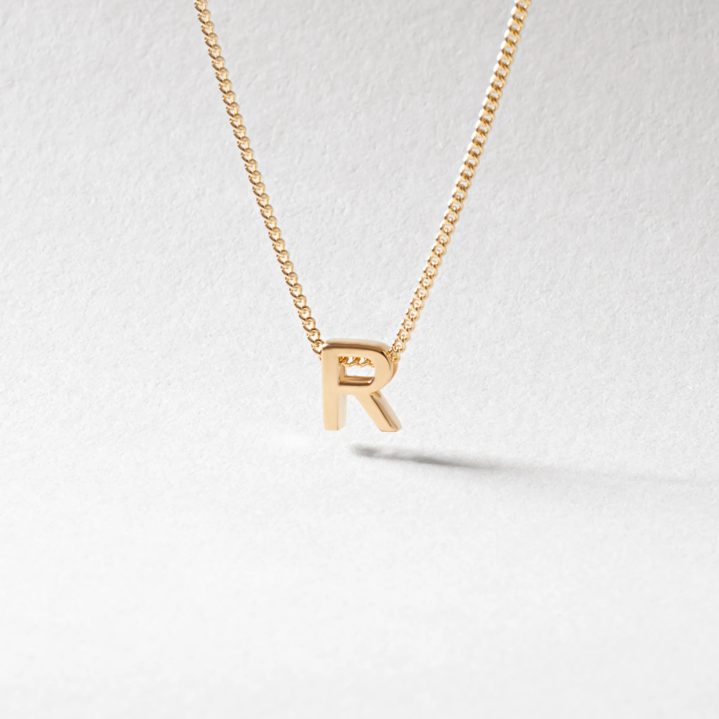 9K Yellow Gold 6mm Slider Initial R with Chain 45cm - Image 4