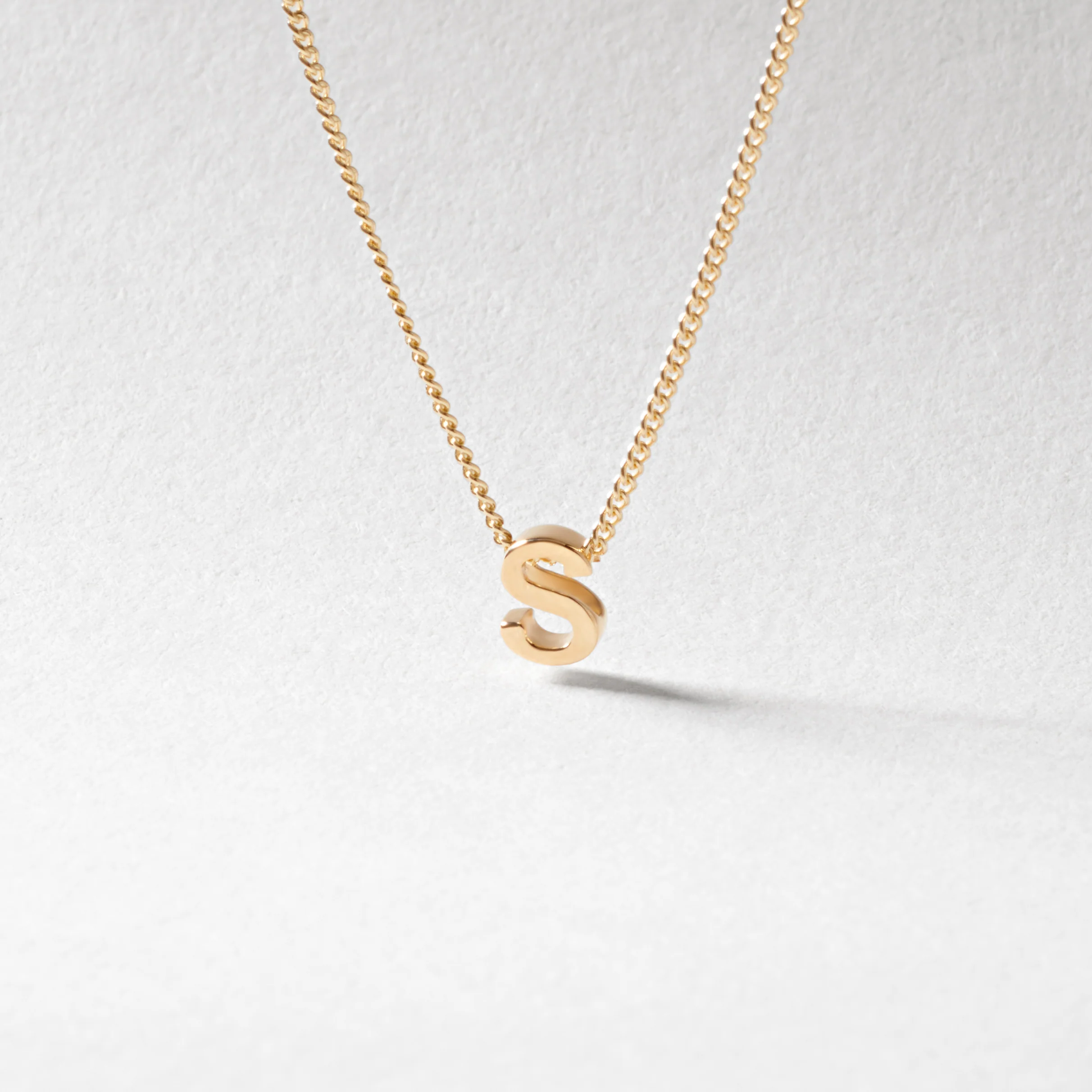9K Yellow Gold 6mm Slider Initial S with Chain 45cm - Image 2