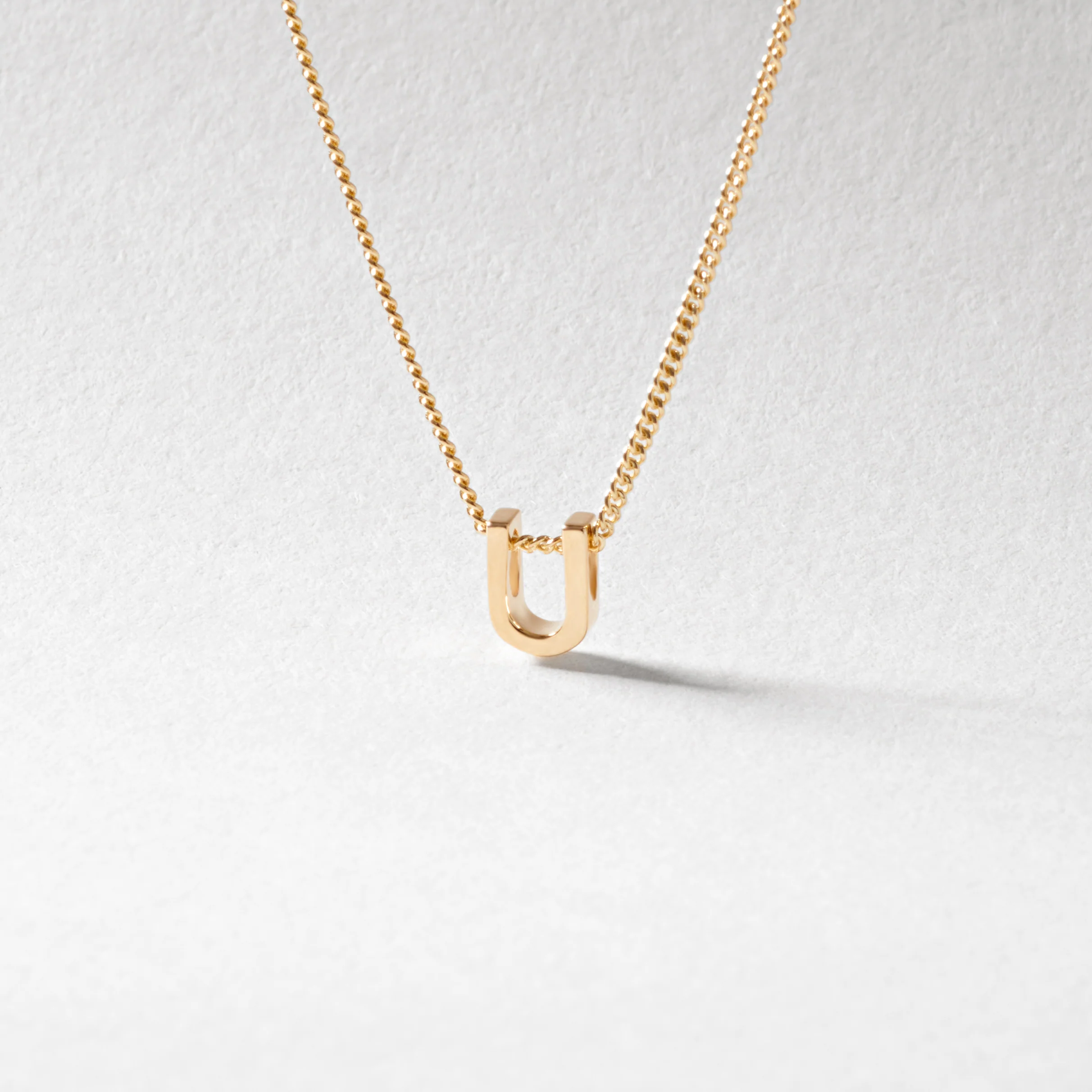 9K Yellow Gold 6mm Slider Initial U with Chain 45cm - Image 2