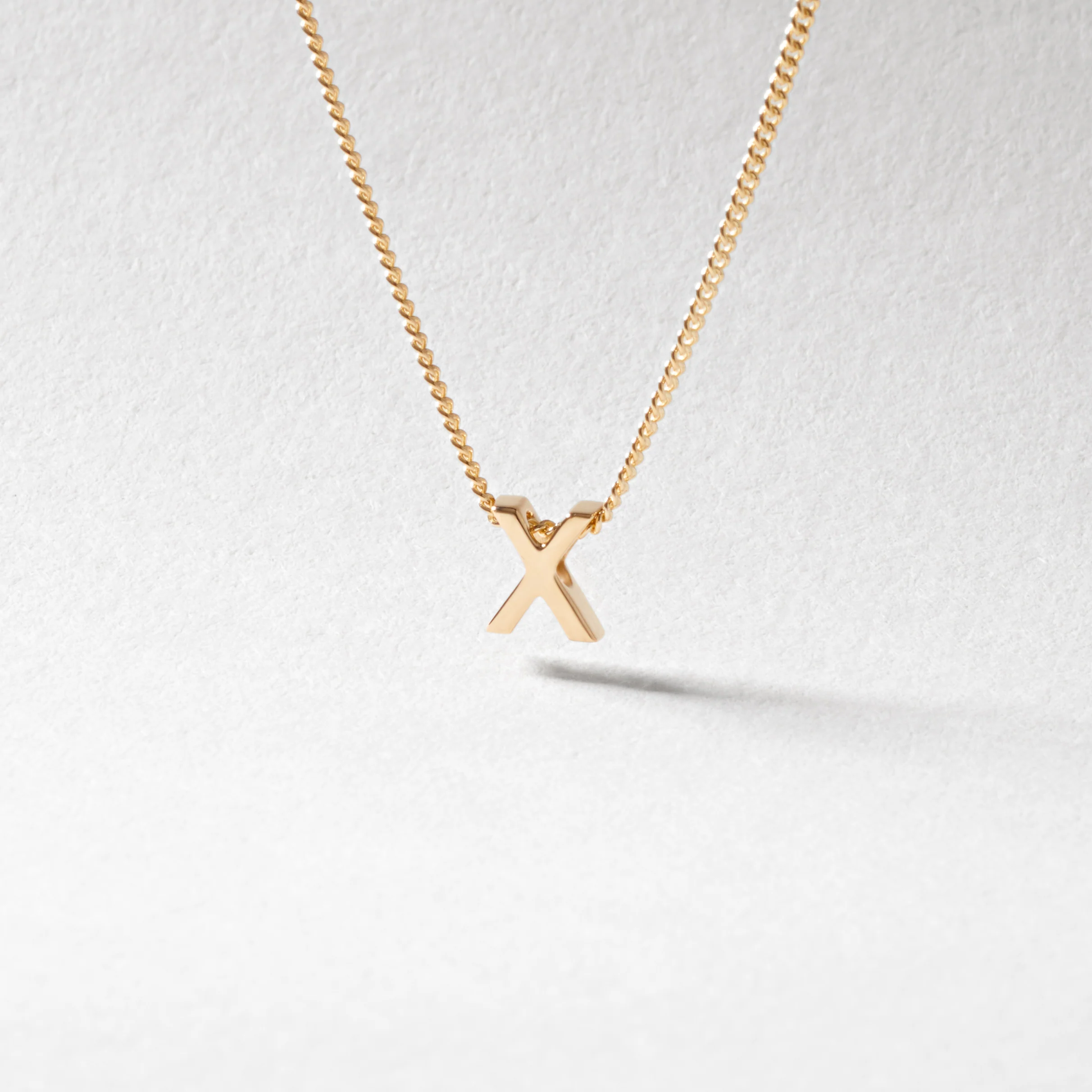 9K Yellow Gold 6mm Slider Initial X with Chain 45cm - Image 2