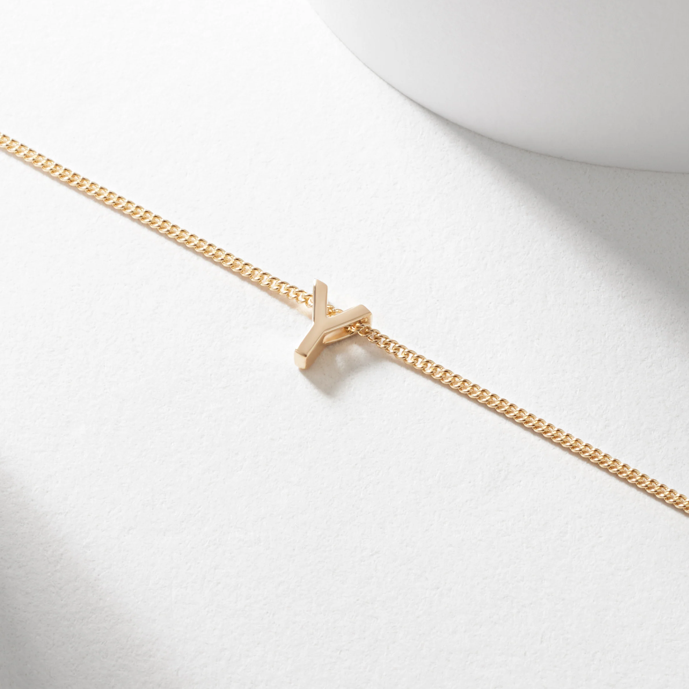 9K Yellow Gold 6mm Slider Initial Y with Chain 45cm - Image 2