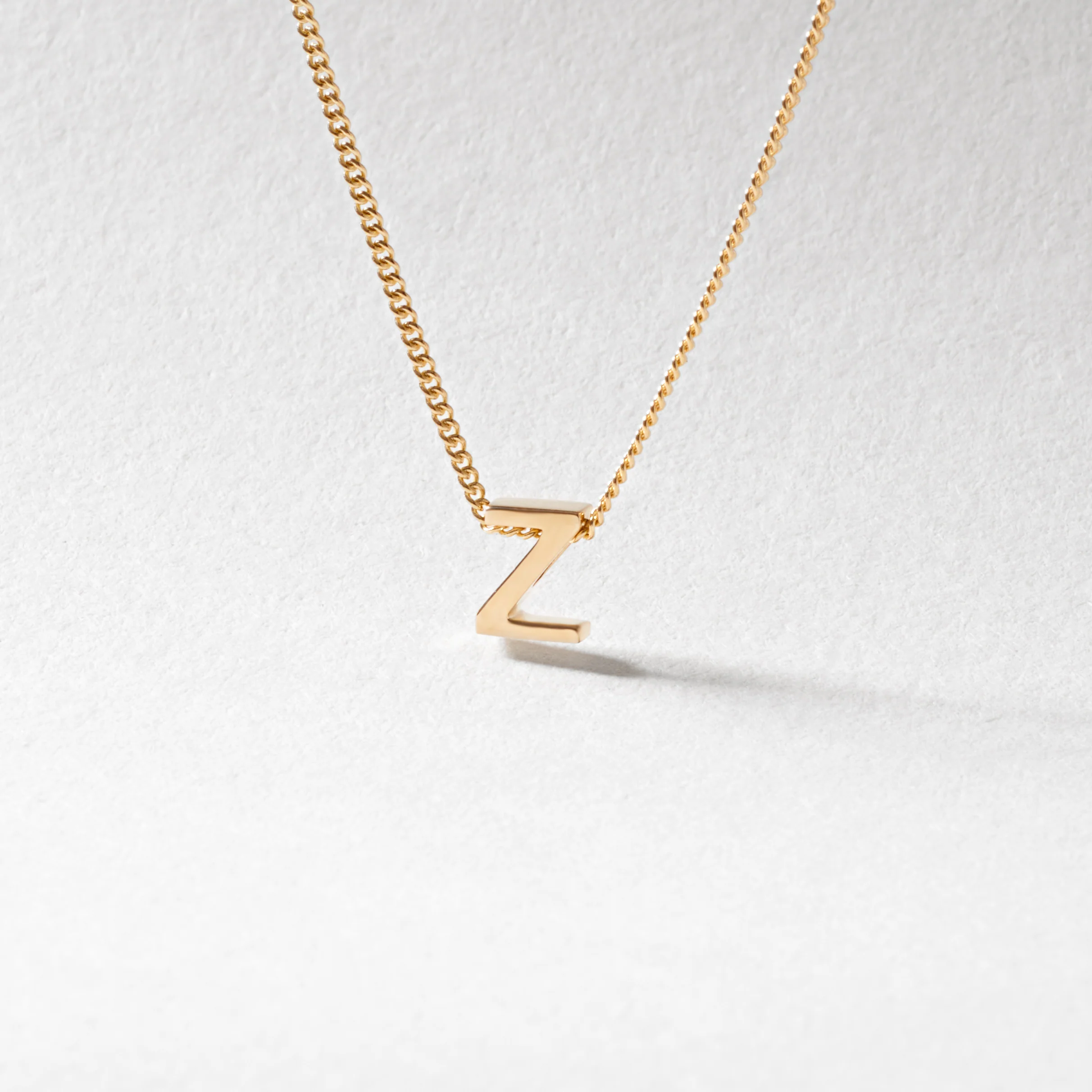 9K Yellow Gold 6mm Slider Initial Z with Chain 45cm - Image 2