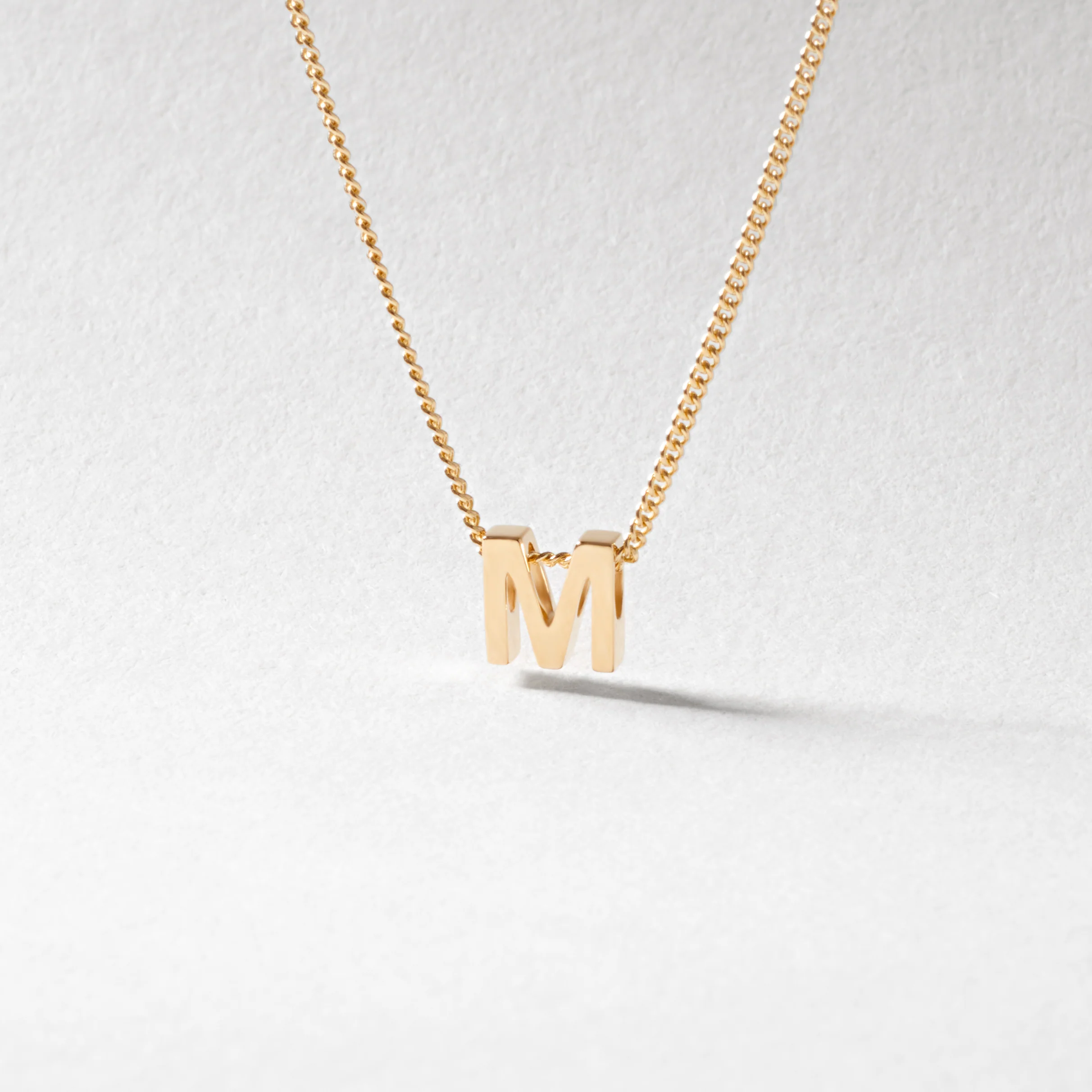 9K Yellow Gold 6mm Slider M Initial with Chain 45cm - Image 2