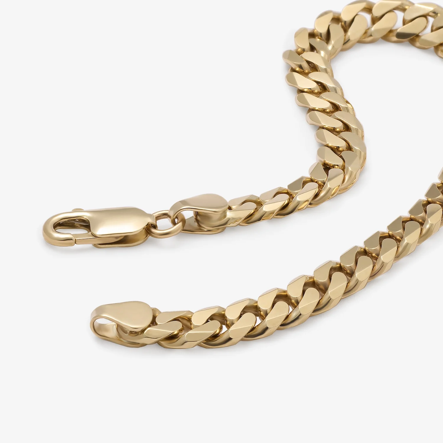 9K Yellow Gold 7mm Solid Curb Link Bracelet 21cm - Image 3