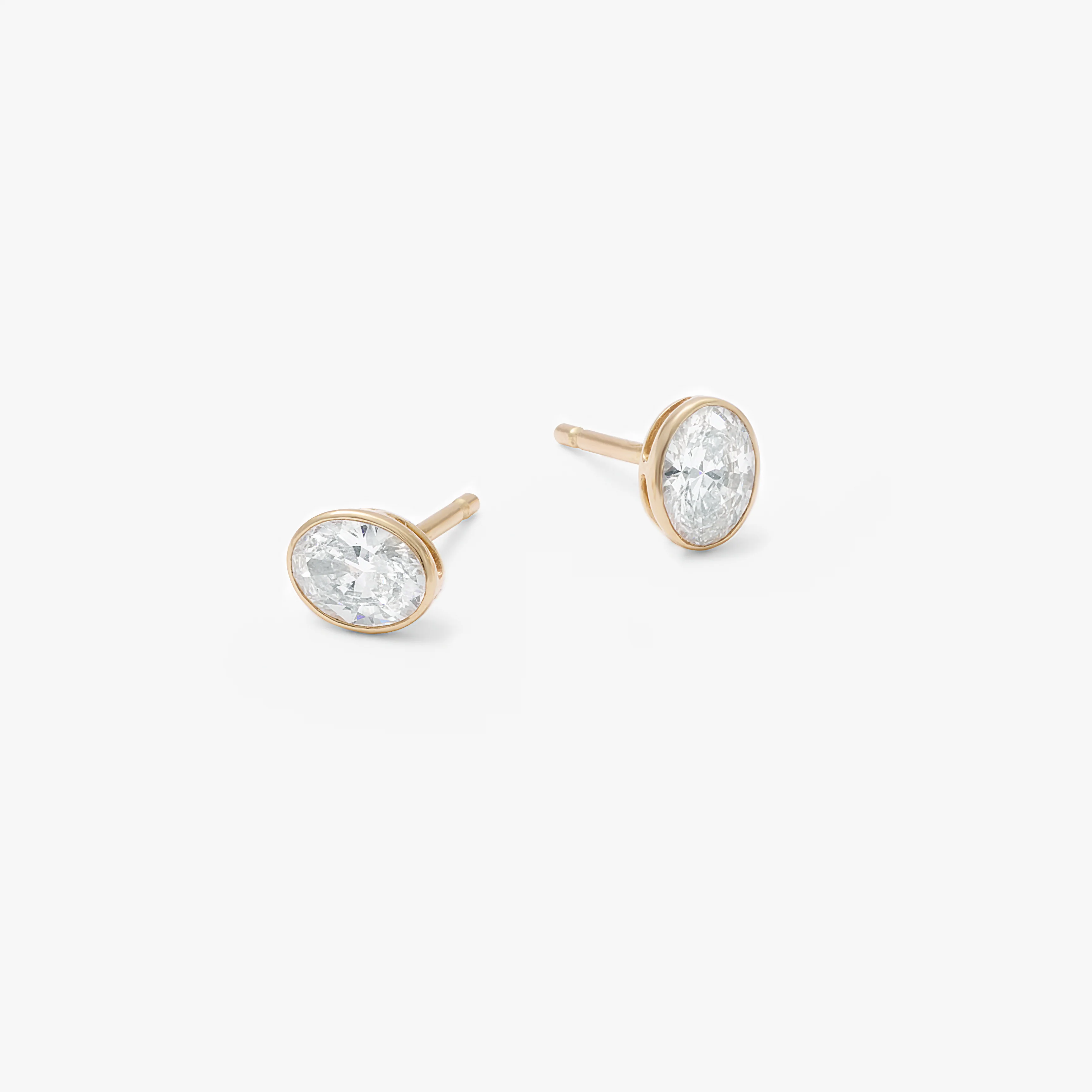9K Yellow Gold Bezel Oval Lab Diamond Stud Earrings 0.60tdw - Image 2