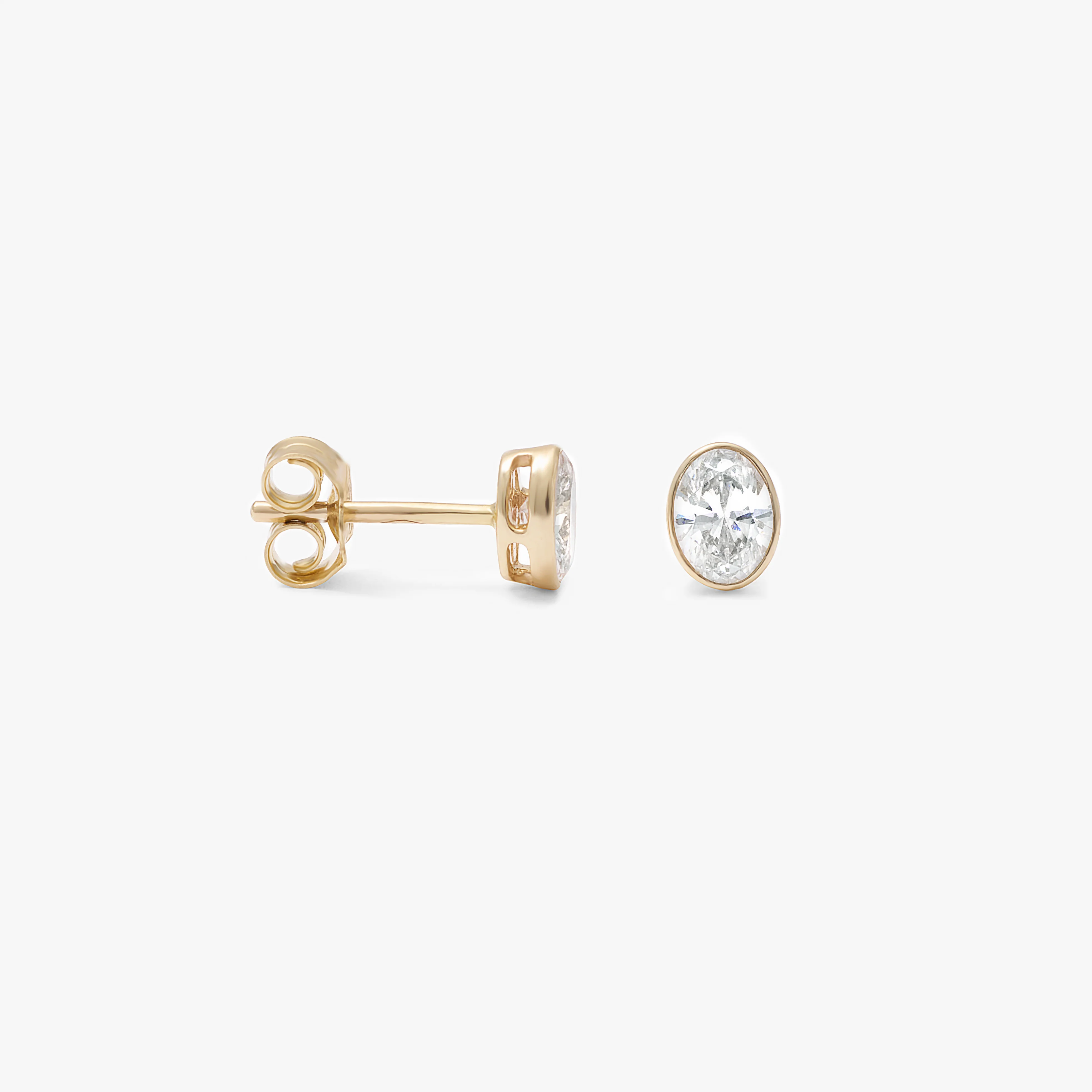 9K Yellow Gold Bezel Oval Lab Diamond Stud Earrings 0.60tdw - Image 3