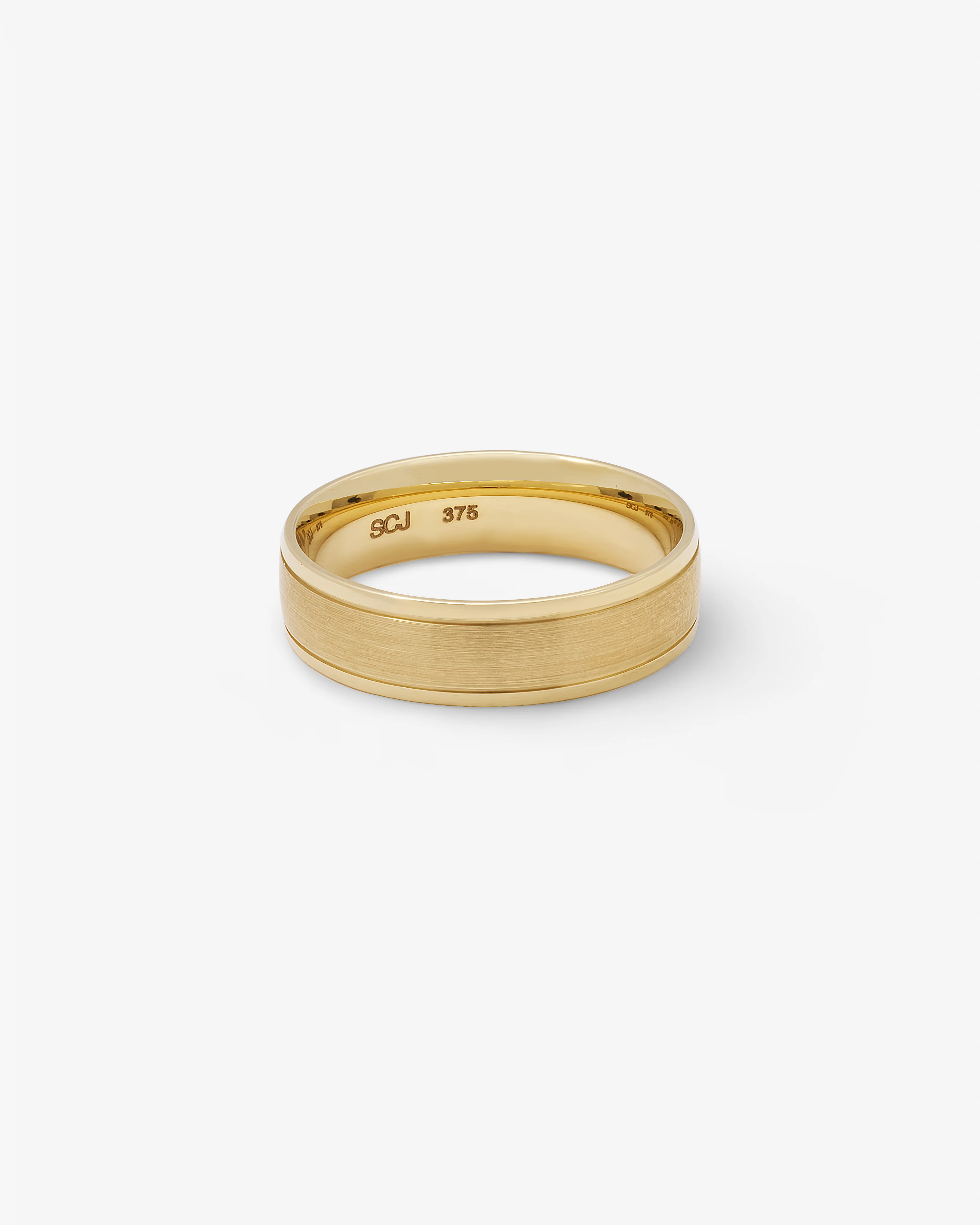 9K Yellow Gold Brushed Centre With Polished Edges Band Ring 6mm - Image 3