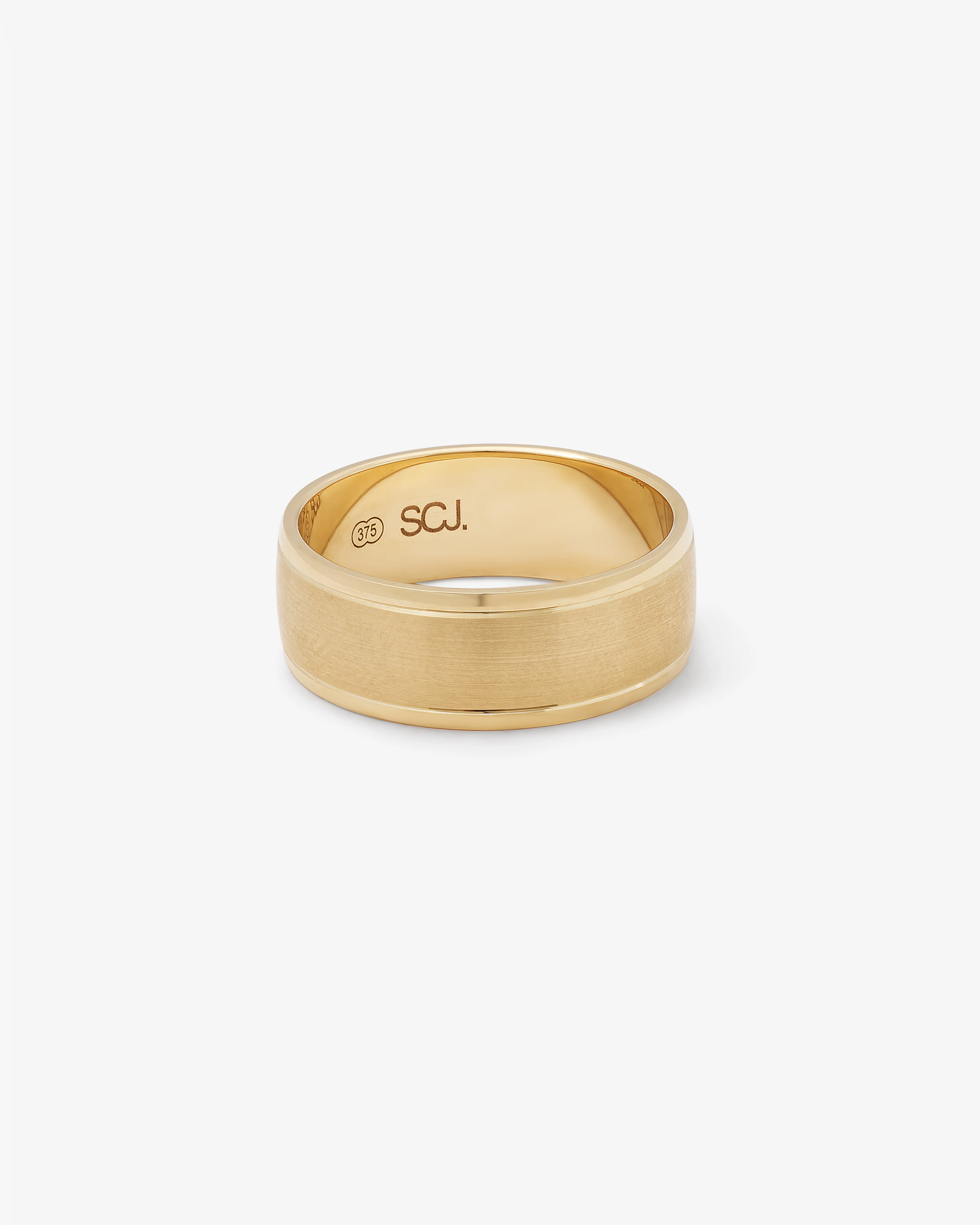 9K Yellow Gold Brushed Finish Centre And Polished Edges Band 8mm - Image 3