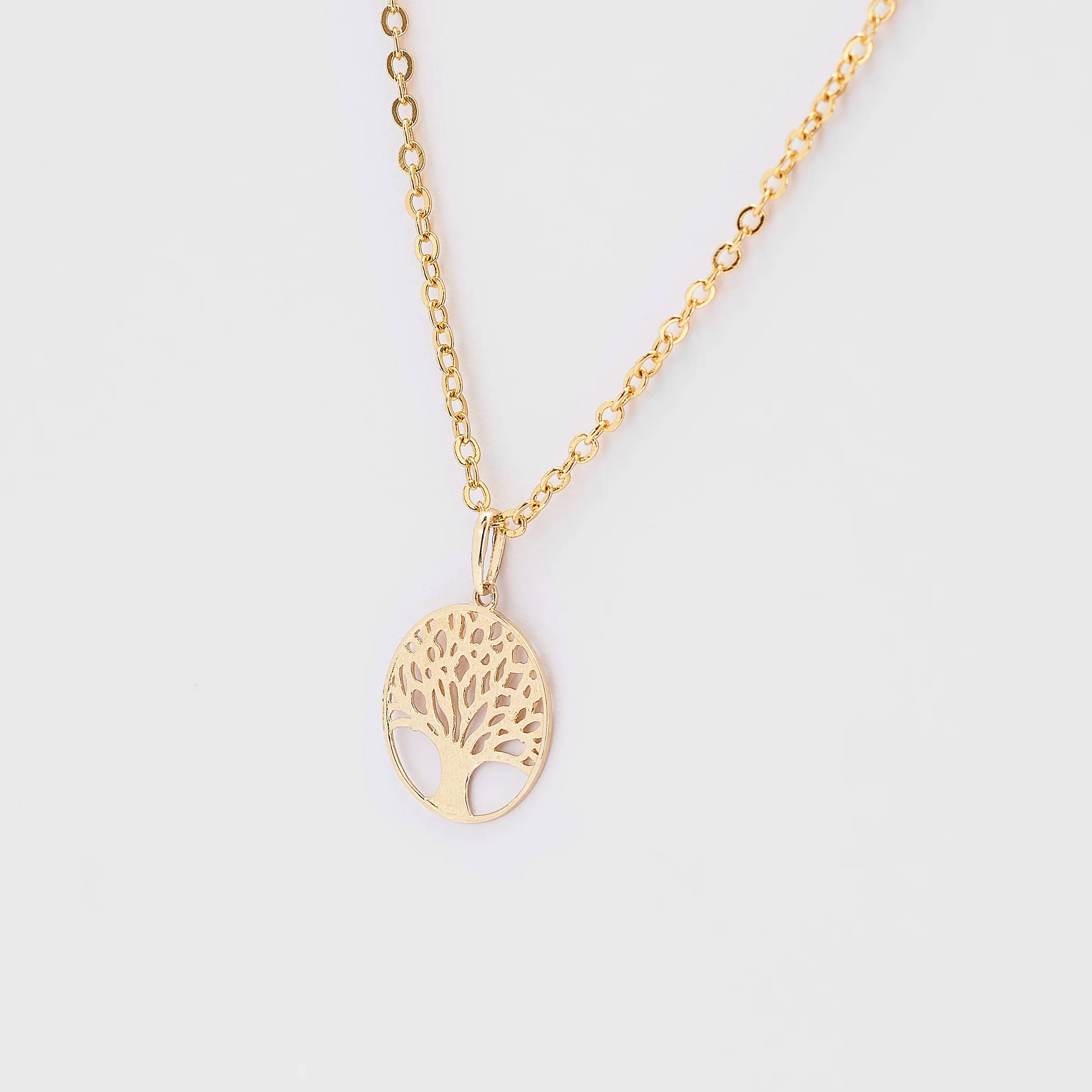 9K Yellow Gold Circle Tree Of Life Pendant 13mm - Image 2