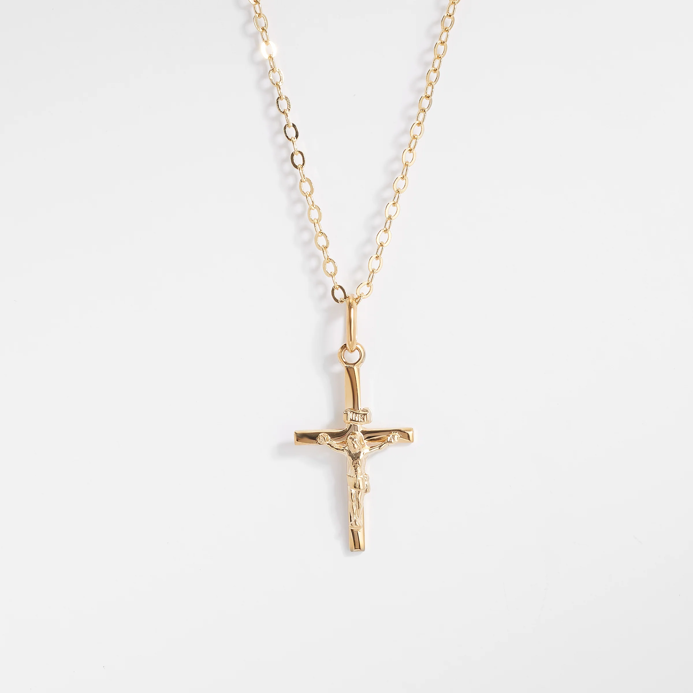 9K Yellow Gold Crucifix Pendant 21x13mm - Image 3