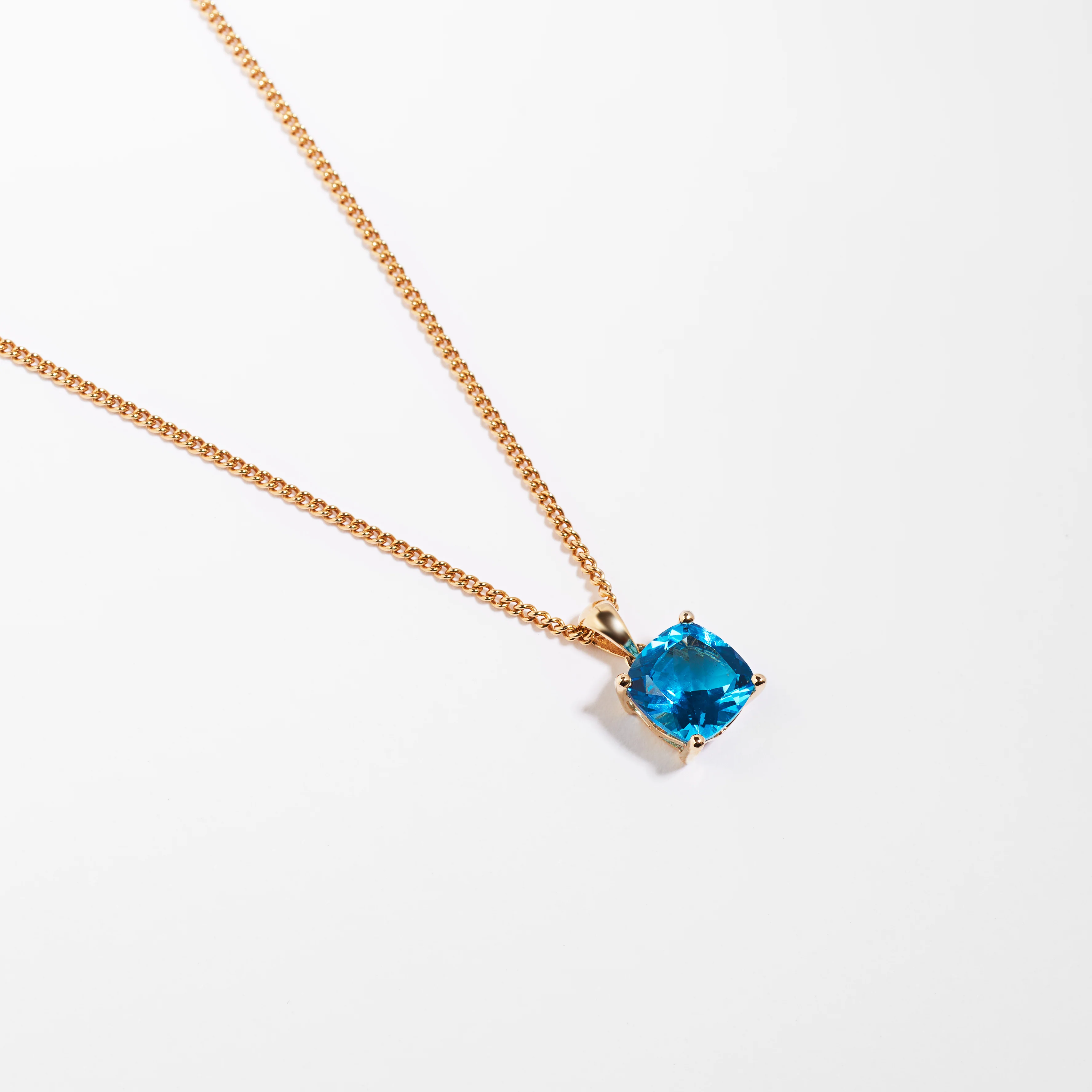 9K Yellow Gold Blue Topaz December Birthstone Pendant - Image 3