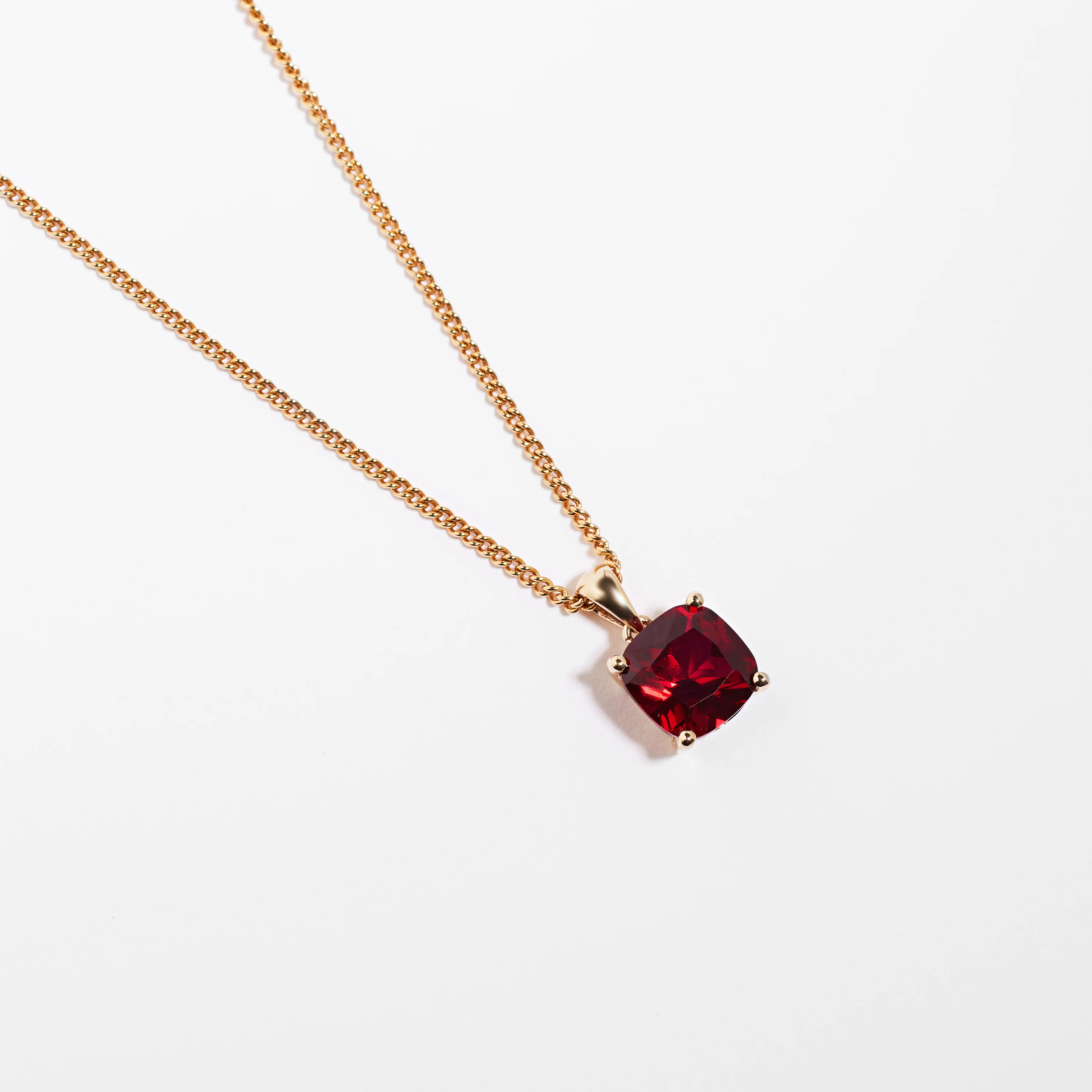 9K Yellow Gold Created Ruby July Birthstone Pendant - Image 3