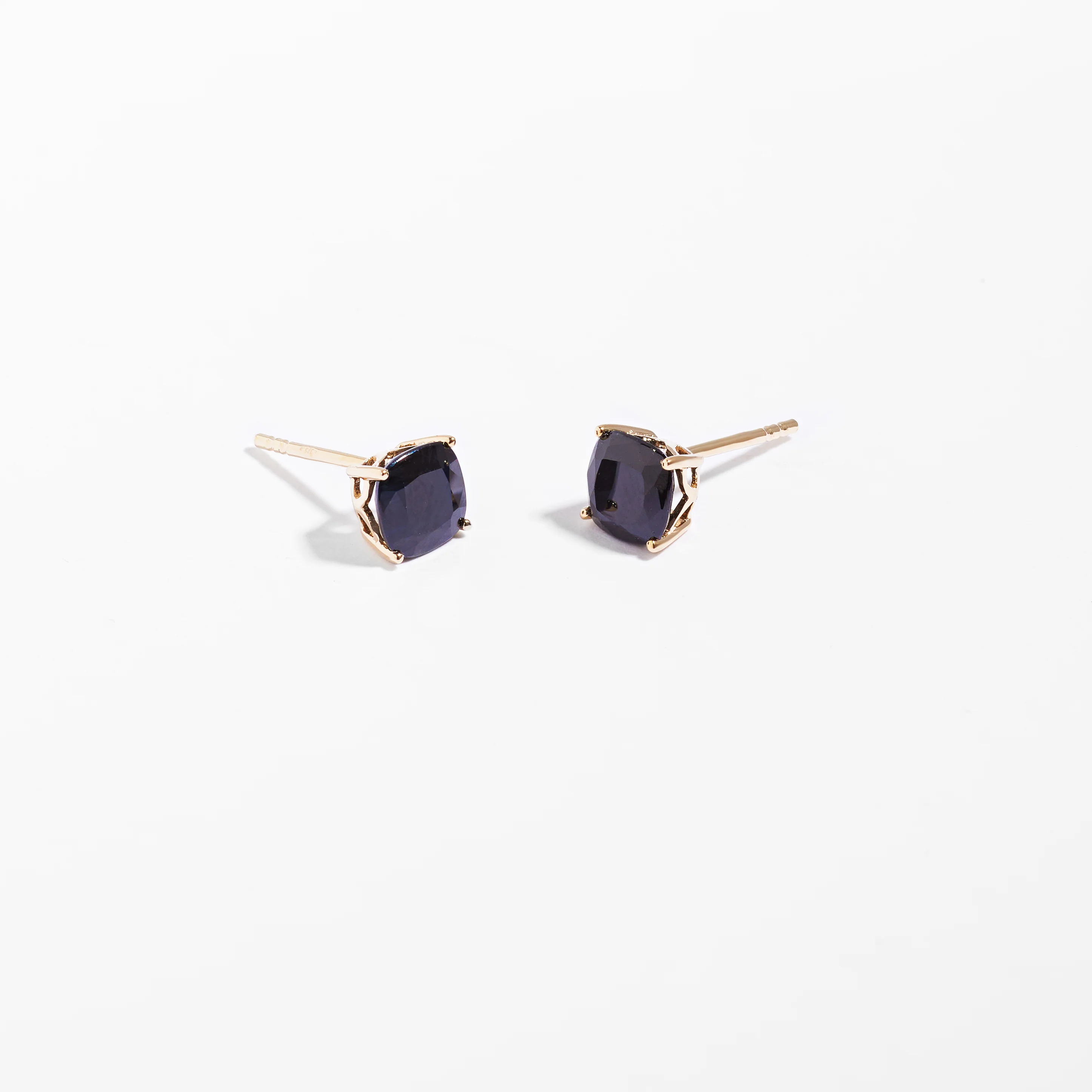 9K Yellow Gold Sapphire September Birthstone Stud Earrings - Image 2
