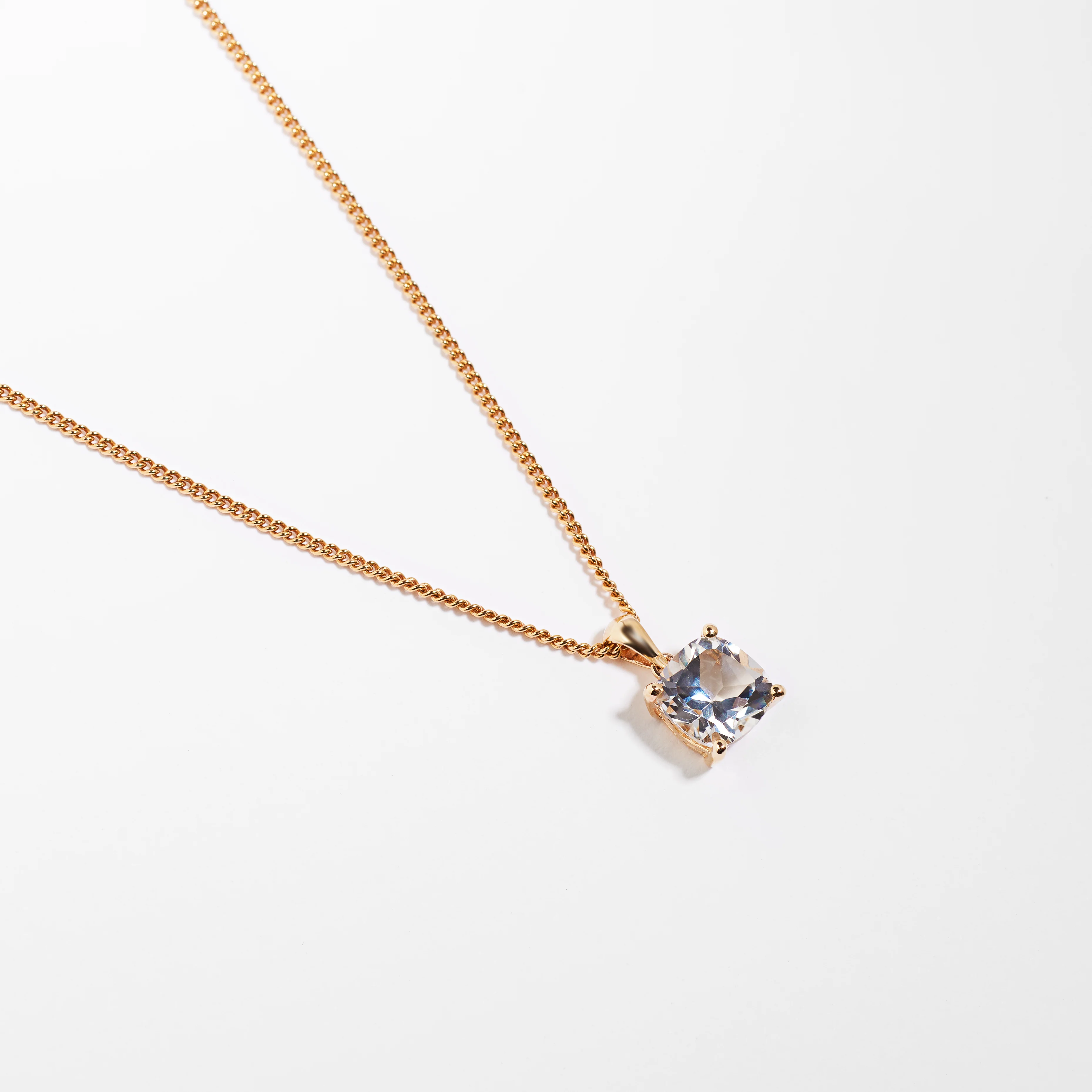 9K Yellow Gold White Topaz April Birthstone Pendant - Image 3
