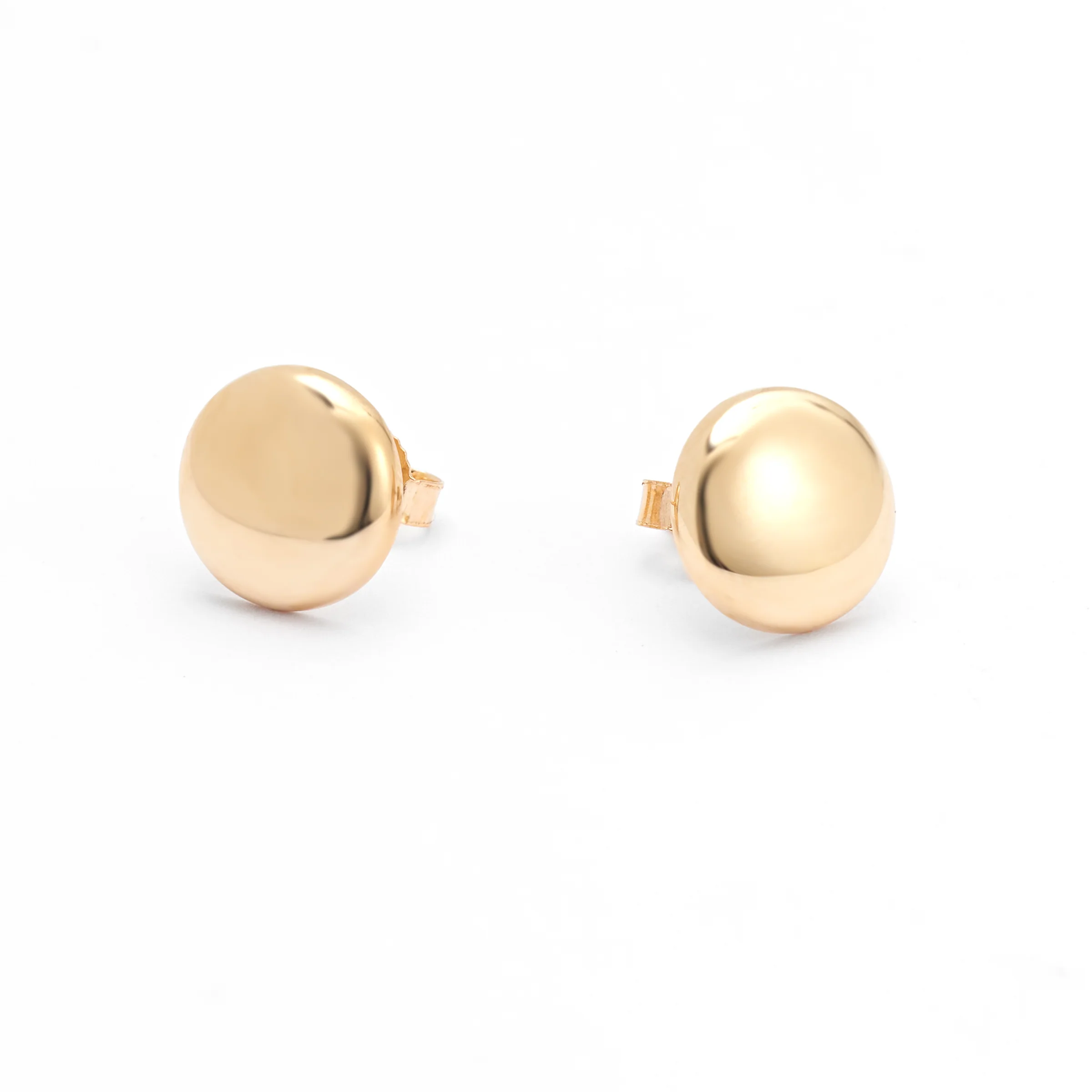 9K Yellow Gold Disc Stud Earrings 10mm - Image 2
