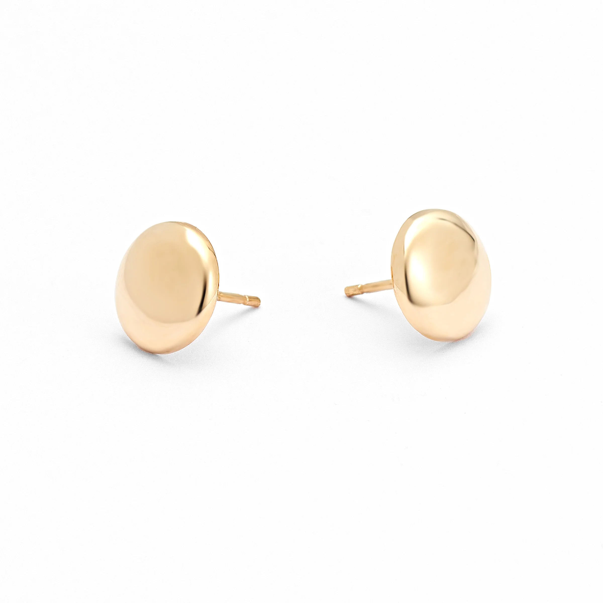 9K Yellow Gold Disc Stud Earrings 10mm - Image 3
