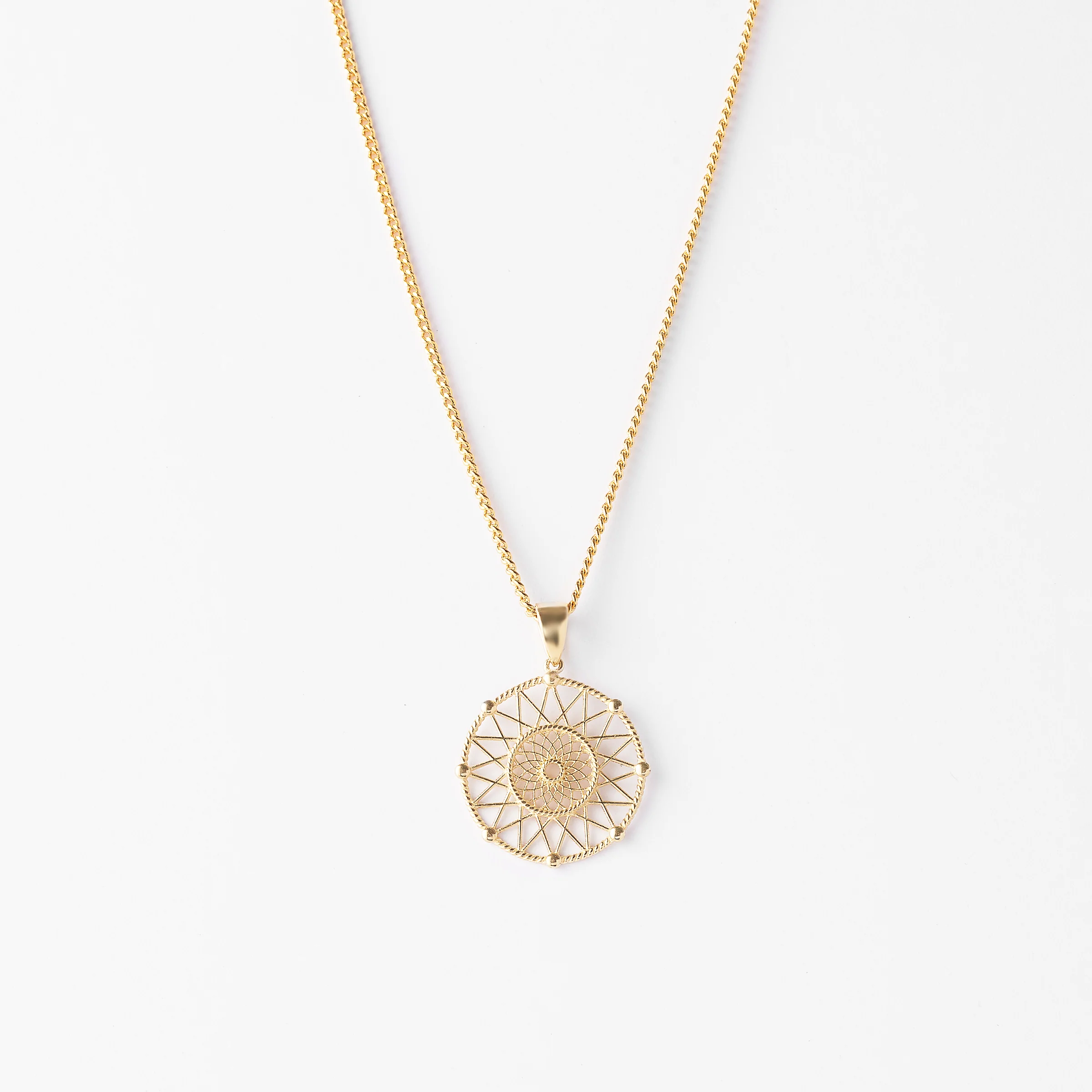 9K Yellow Gold Dreamcatcher Pendant - Image 3