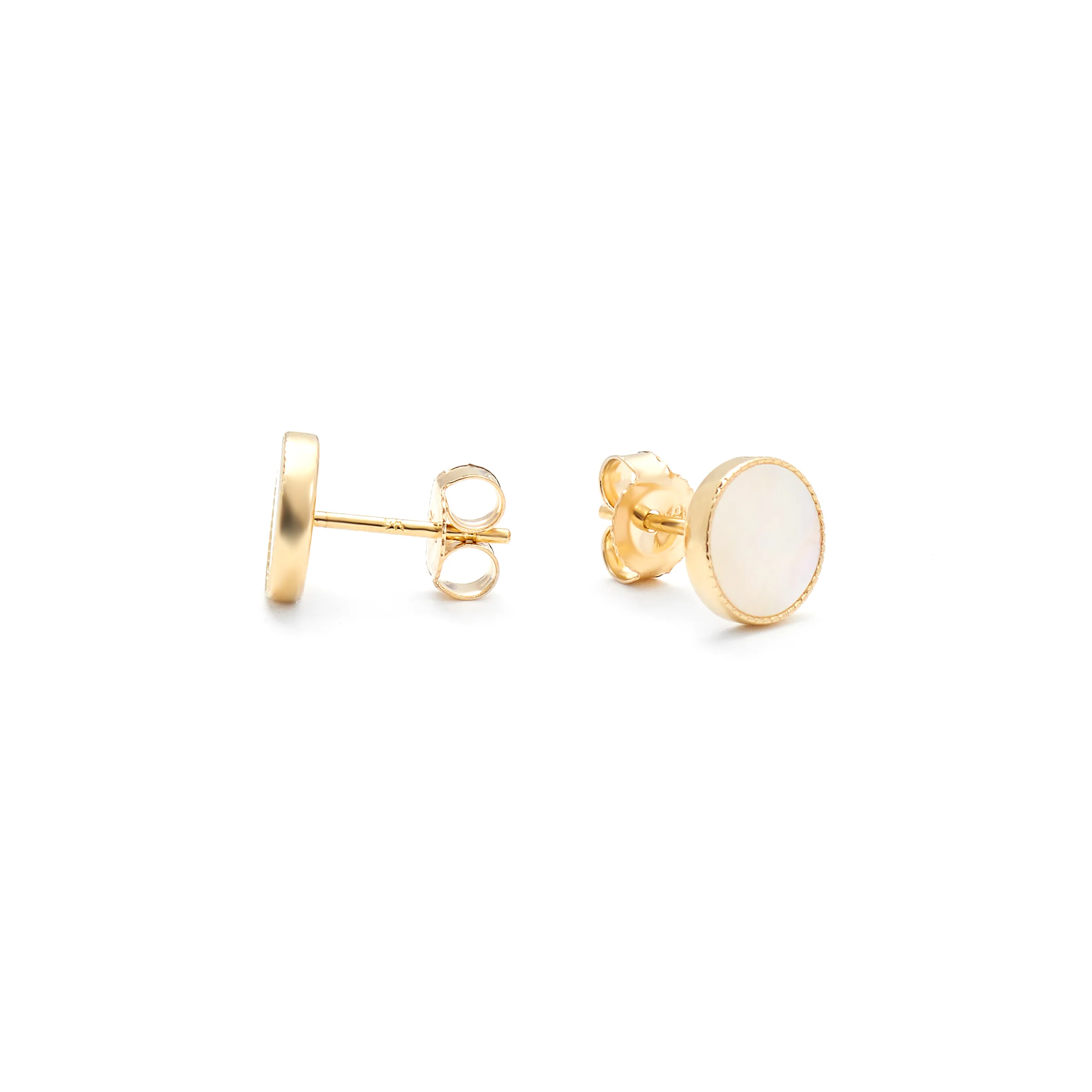 9K Yellow Gold Mother Of Pearl And Zirconia Stud Earrings - Image 2