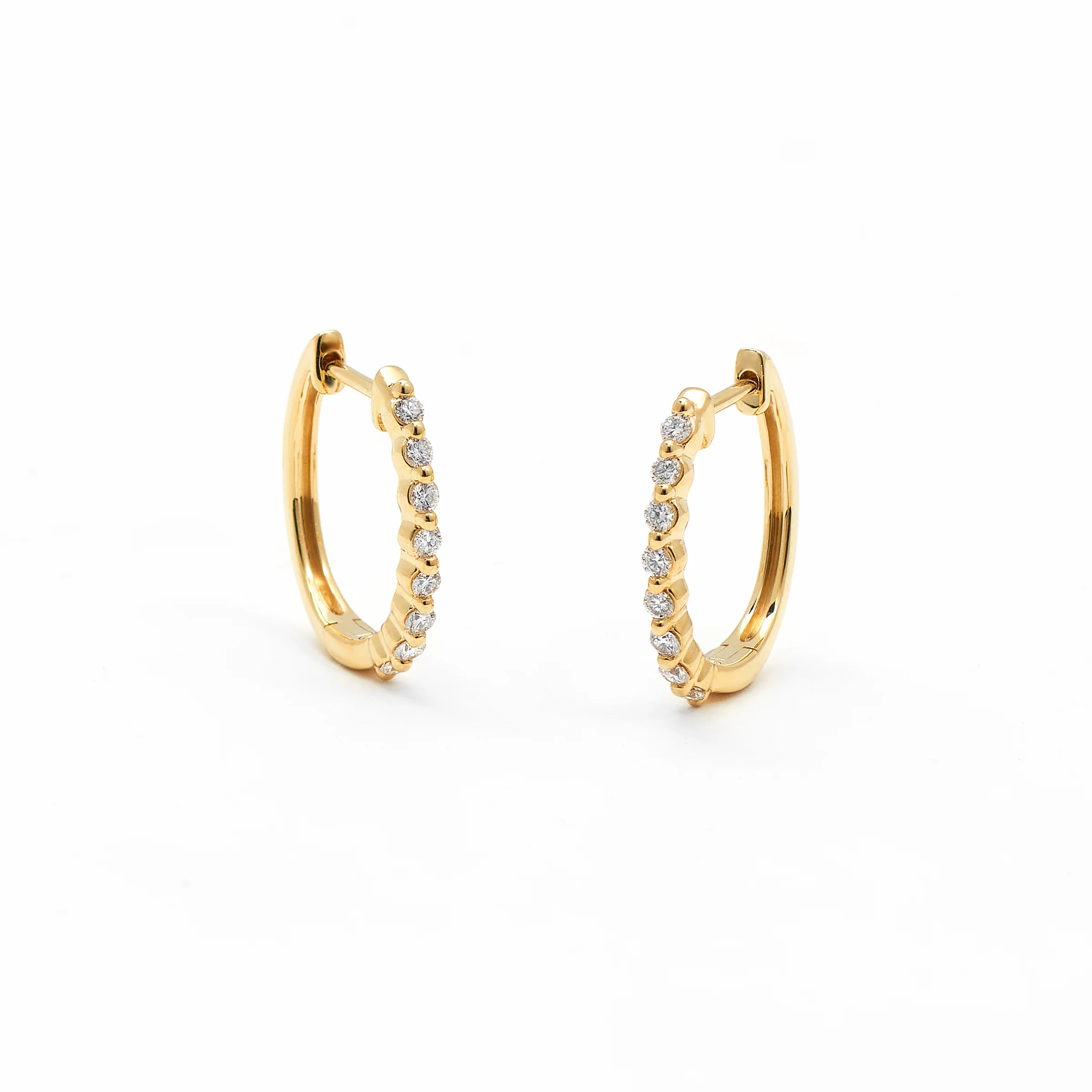 9K Yellow Gold Round Brilliant Floating Lab Diamond Oval Huggie Earrings 0.24tdw - Image 3