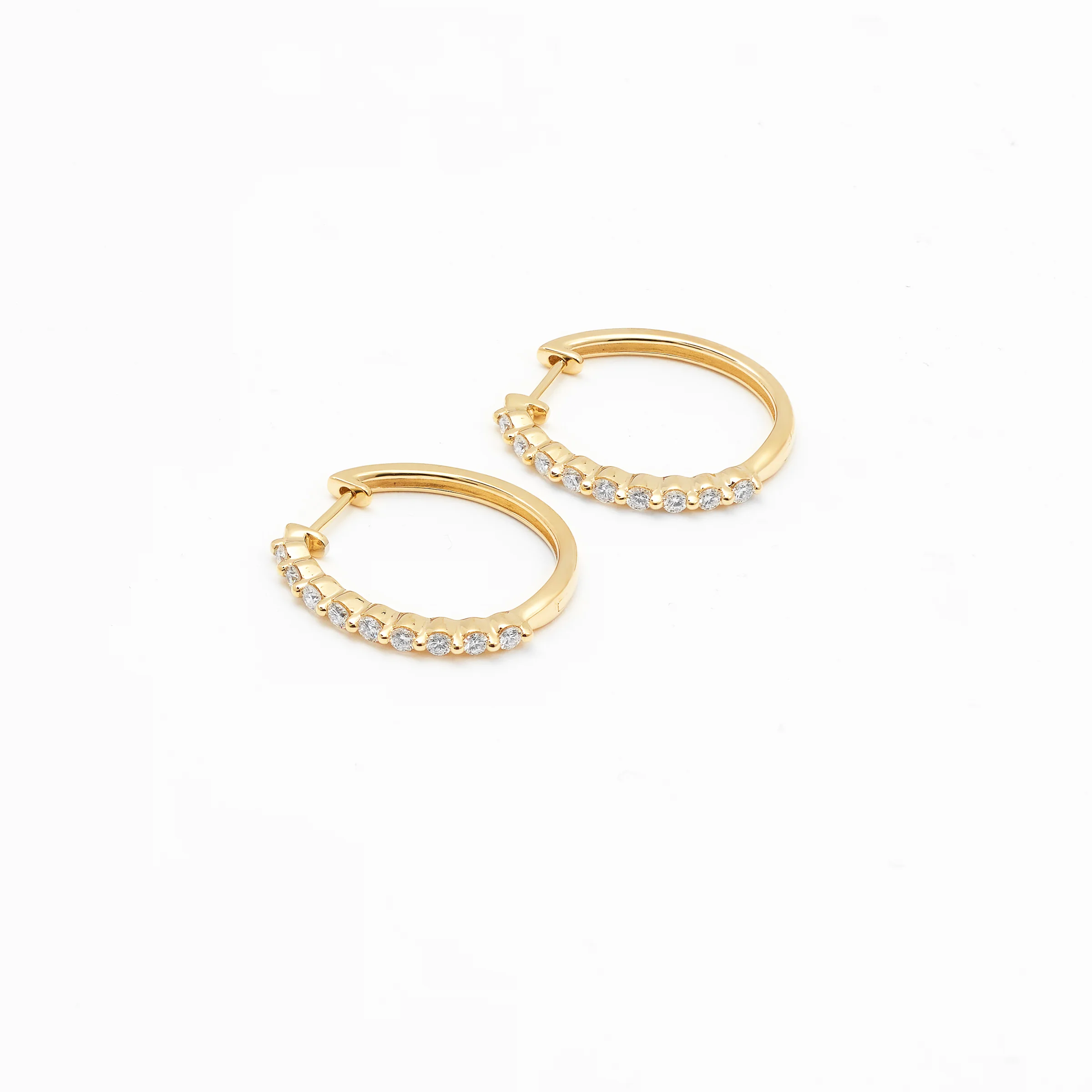 9K Yellow Gold Round Brilliant Floating Lab Diamond Oval Huggie Earrings 0.5tdw - Image 2