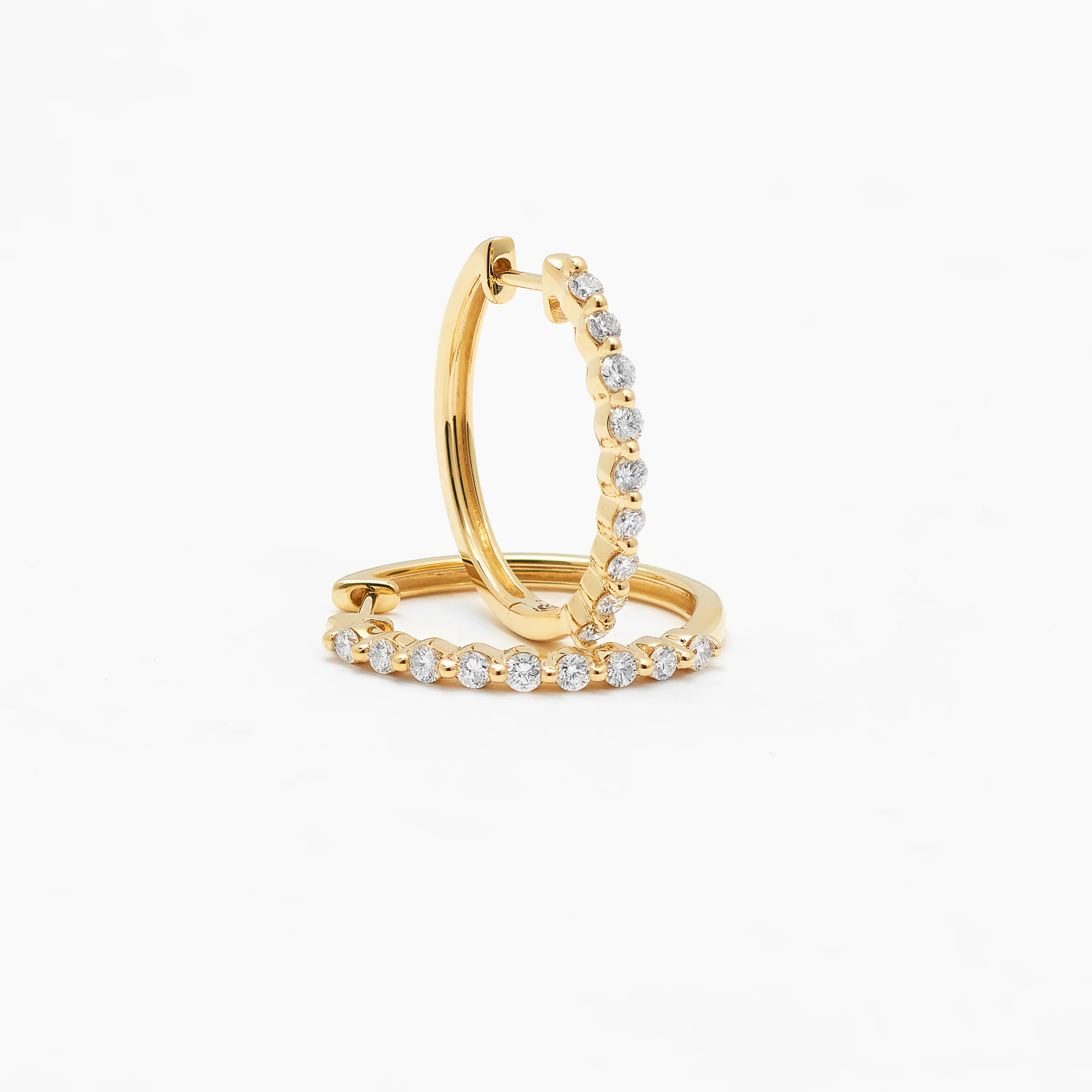 9K Yellow Gold Round Brilliant Floating Lab Diamond Oval Huggie Earrings 0.5tdw - Image 3