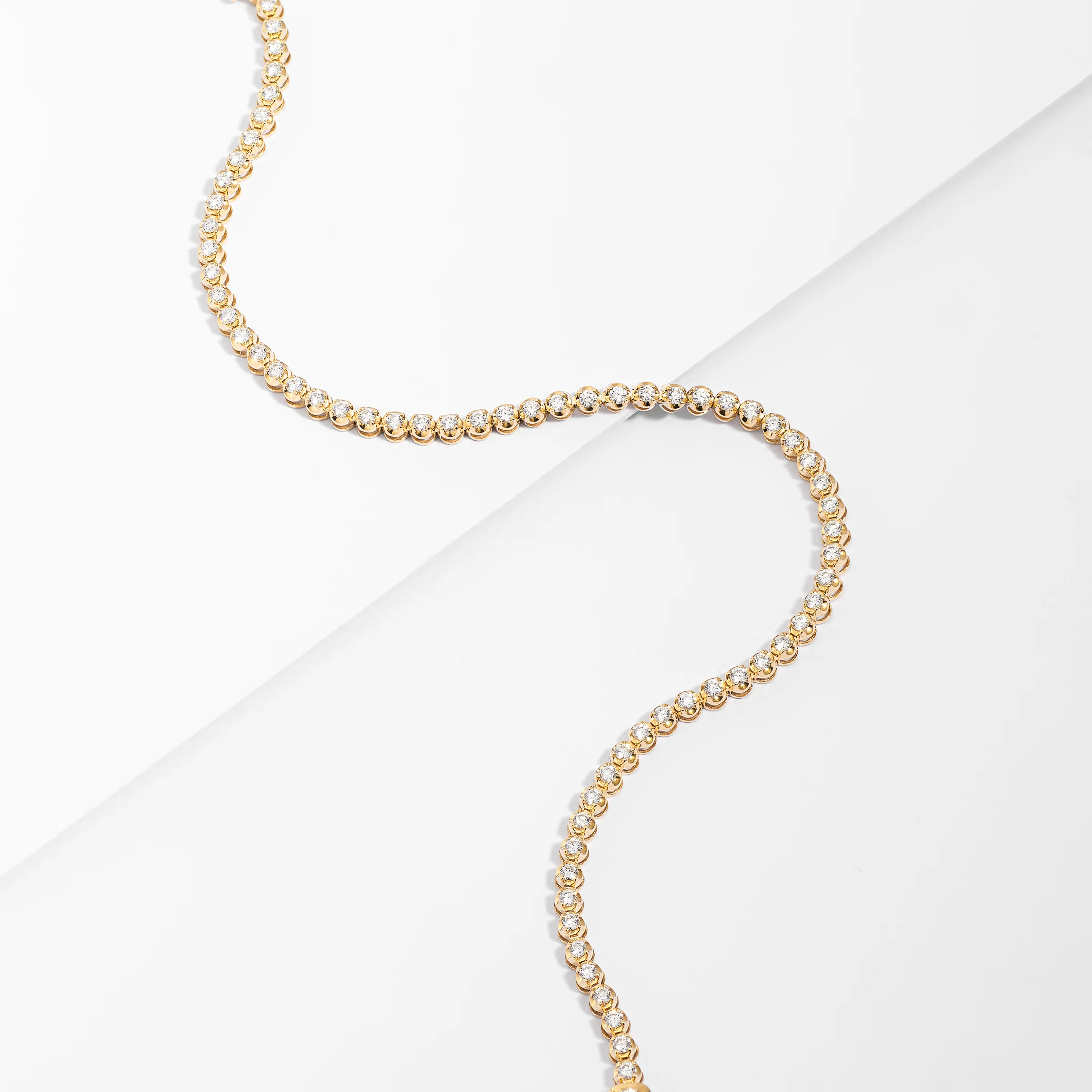 9K Yellow Gold Round Brilliant Lab Diamond Fine Tennis Bracelet 1.0tdw - Image 3